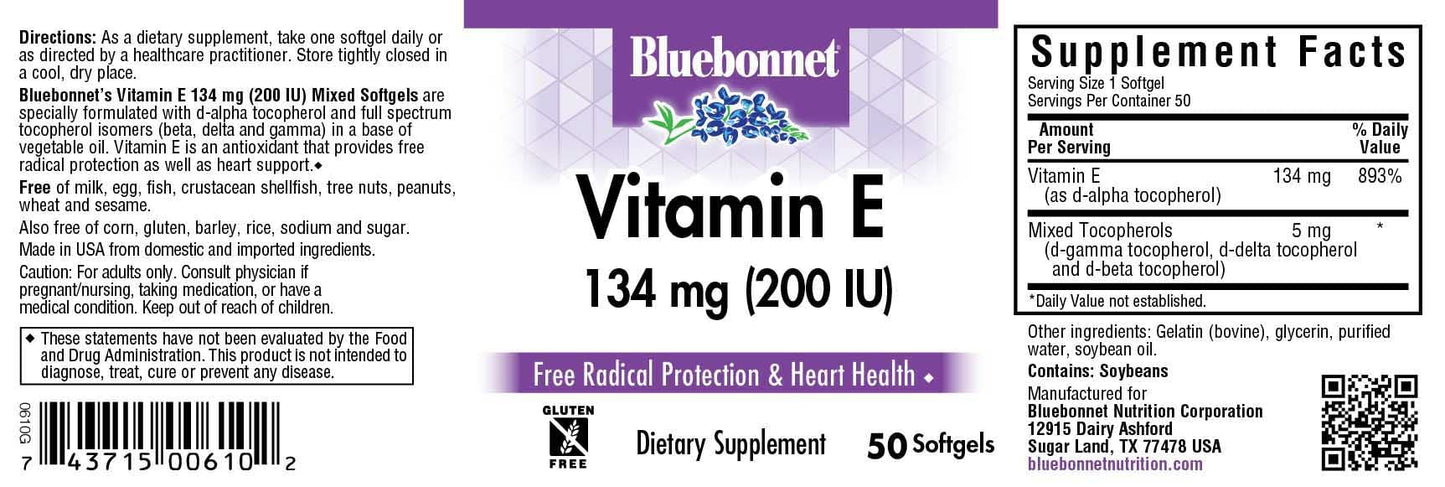 Ingredientes de Vitamina E BlueBonnet