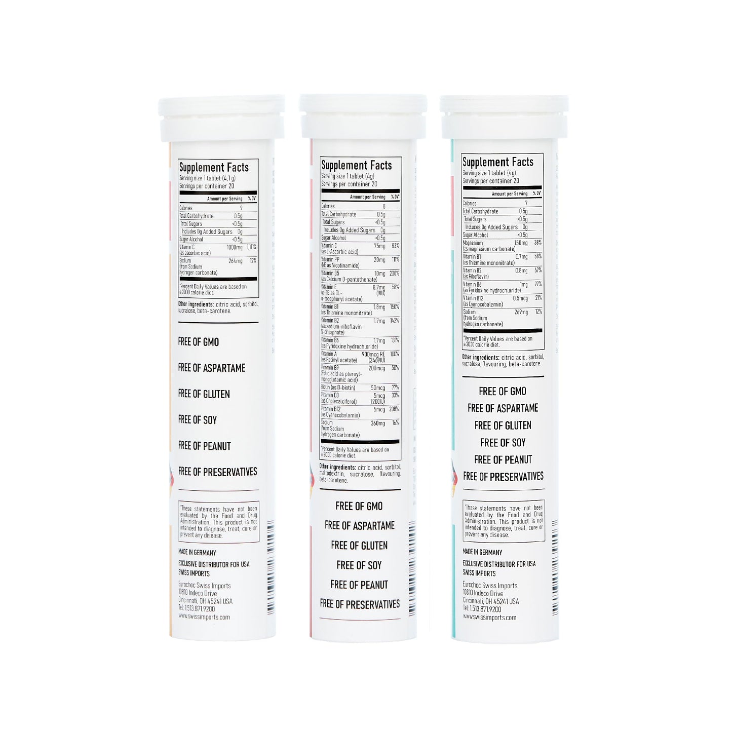 Ingredientes de las vitaminas efervescentes Swiss Imports