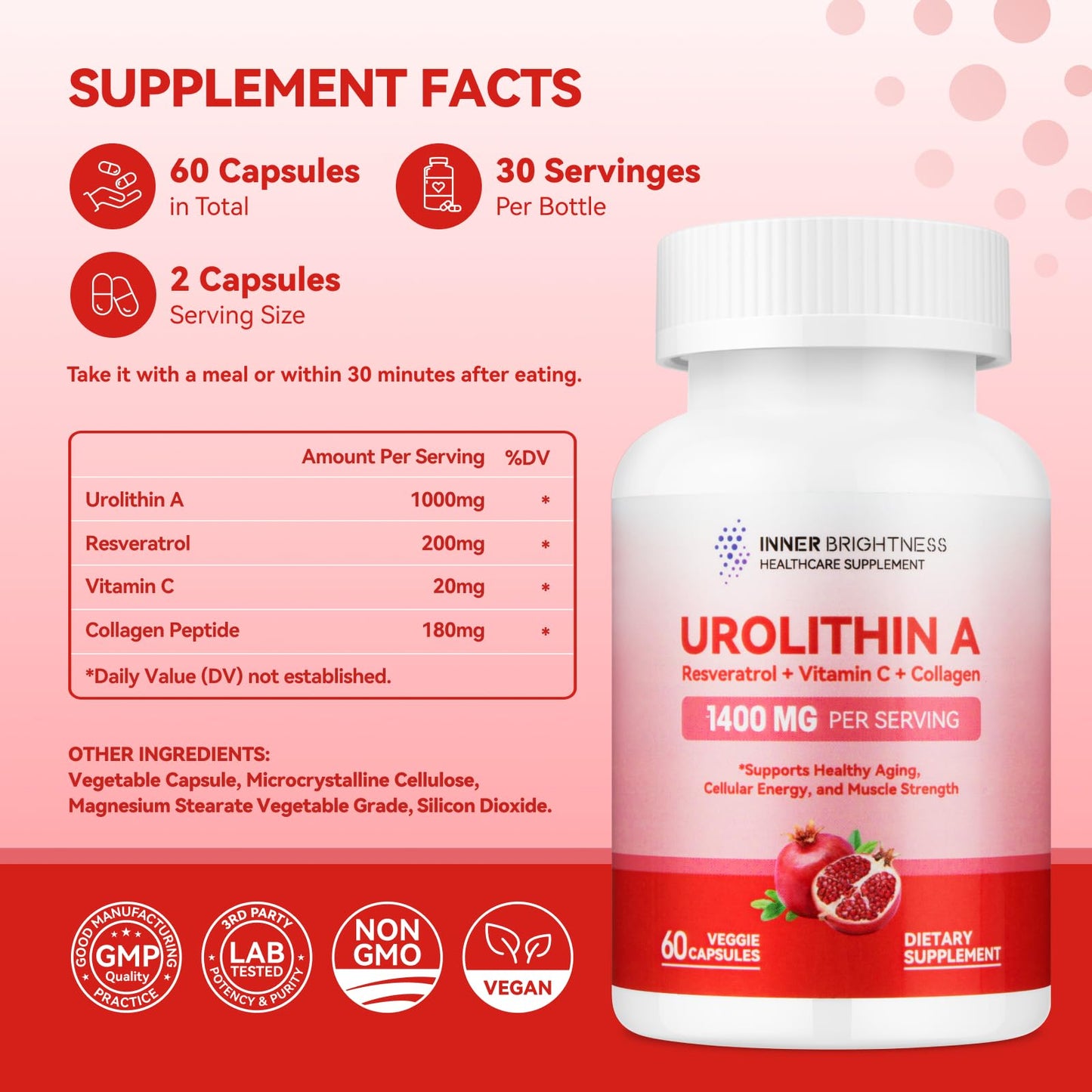 Inner Brightness cápsulas urolitina y colágeno para anti envejecimiento