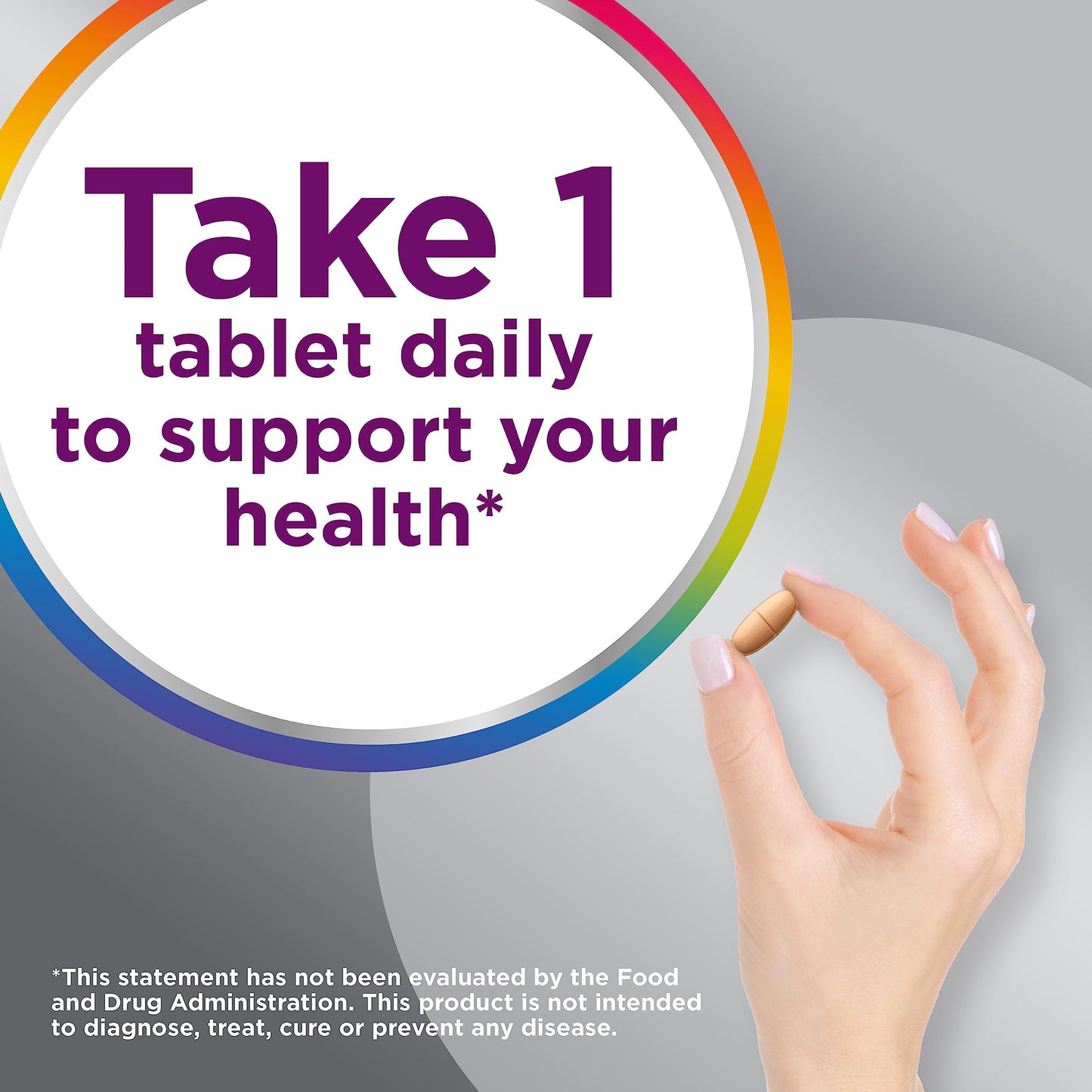 Instrucción de tomar una tableta diaria para apoyo de salud