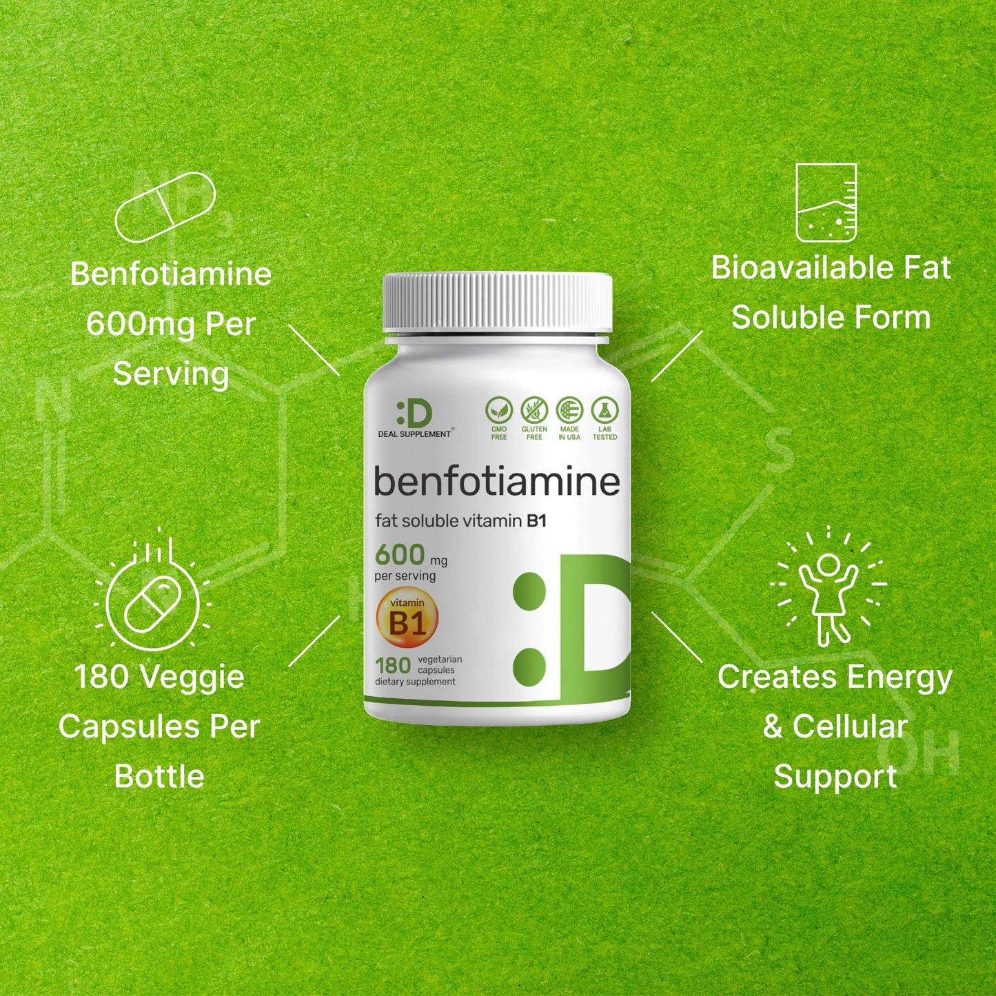Instrucciones Benfotiamina 600mg cápsulas vegetales