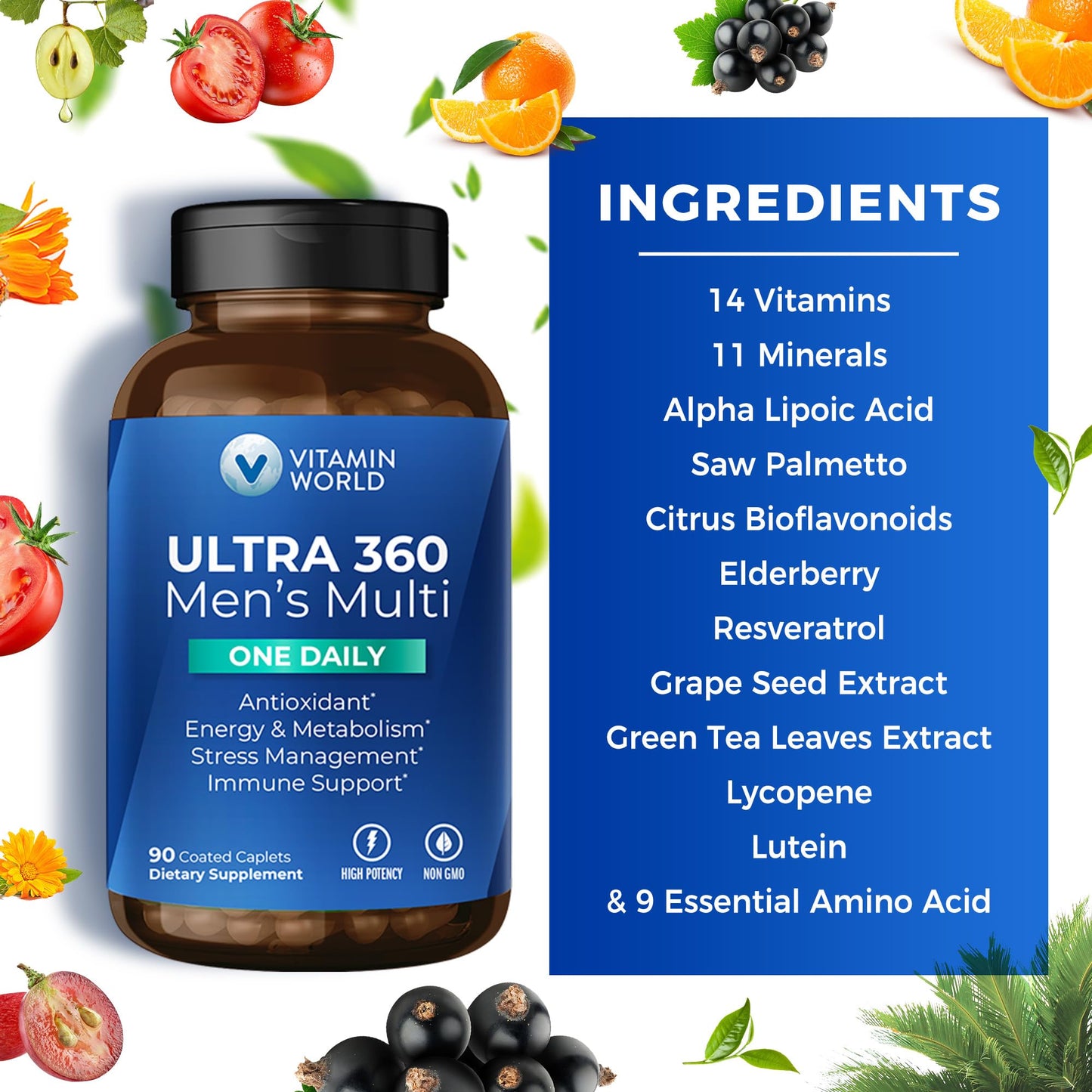 Instrucciones de uso para el multivitamínico Ultra 360 para hombres.