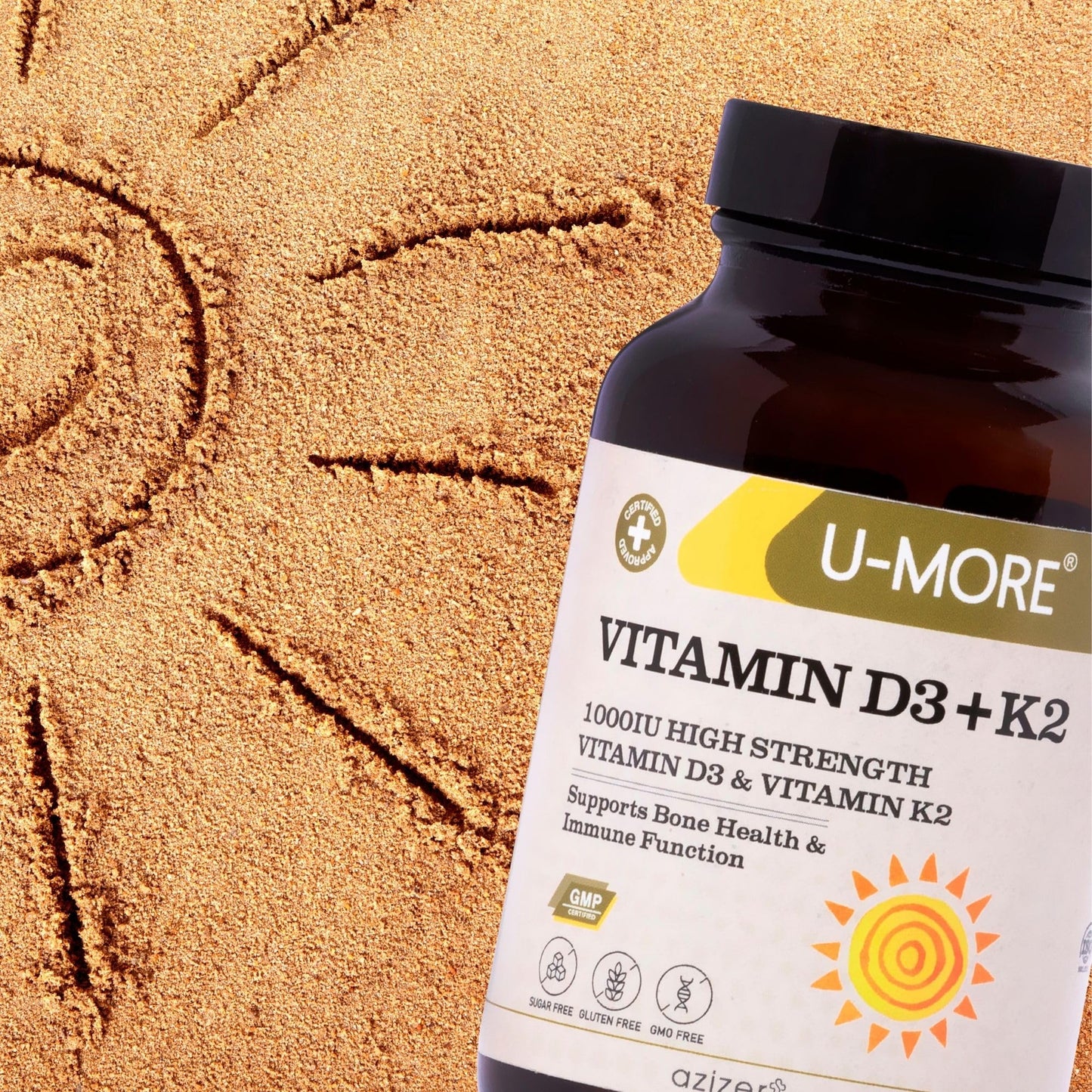 Instrucciones suplemento U-MORE vitamina D3 1000 UI y K2