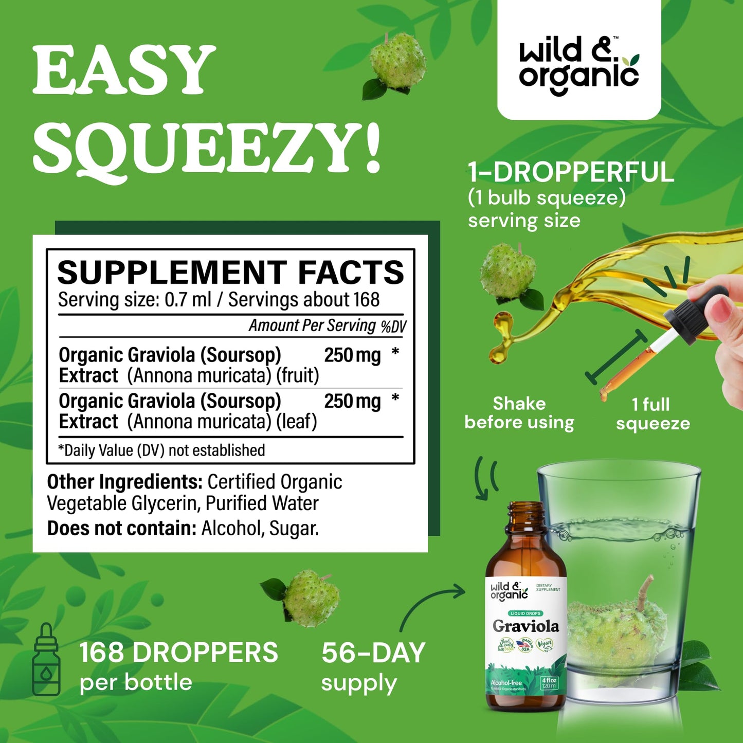 Instrucciones de uso de tintura de soursop graviola en envase