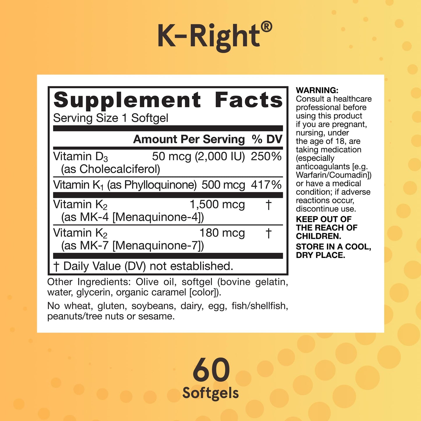 Jarrow Formulas etiqueta frontal vitamina K complejo