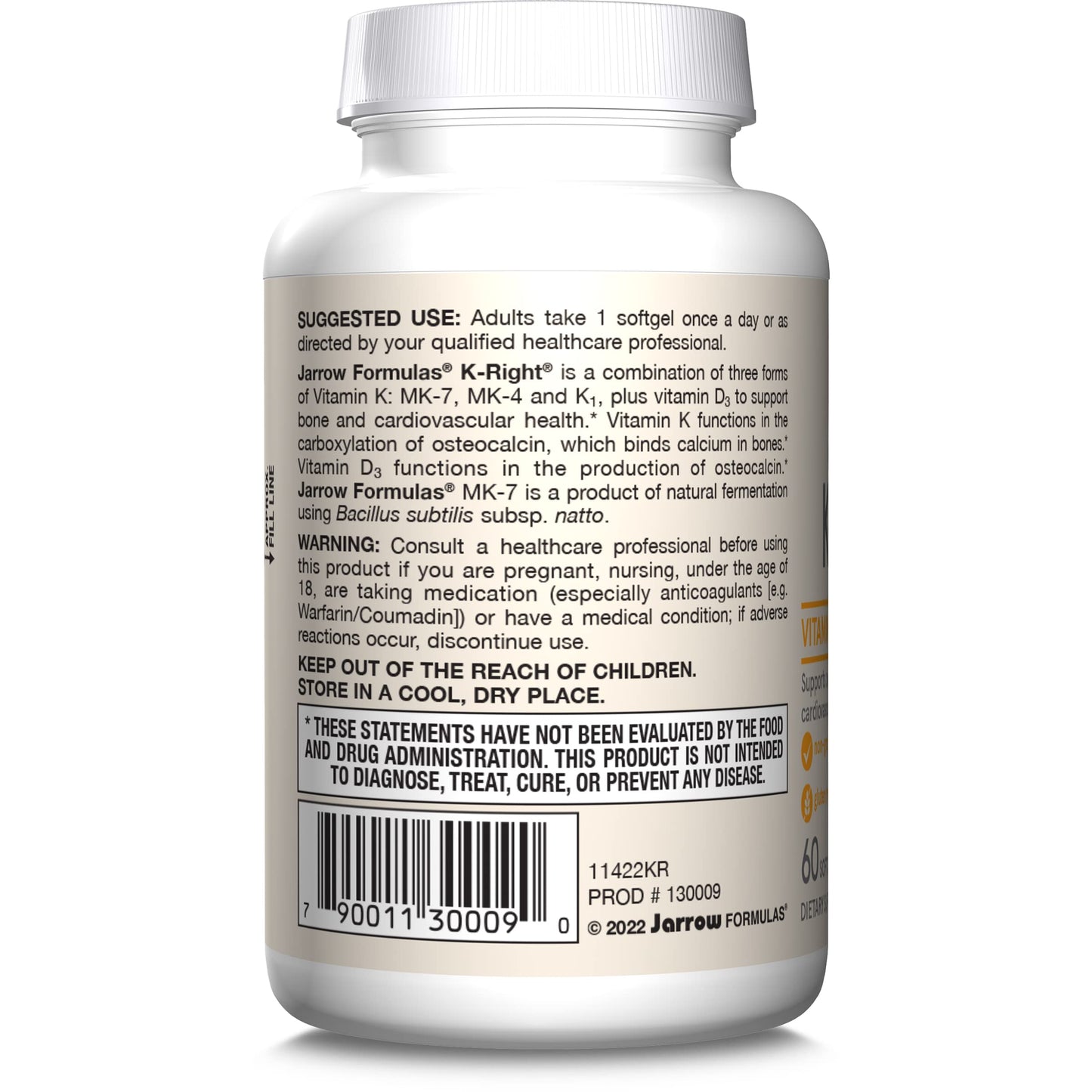 Jarrow Formulas ingredientes vitamina K2 D3 MK-7