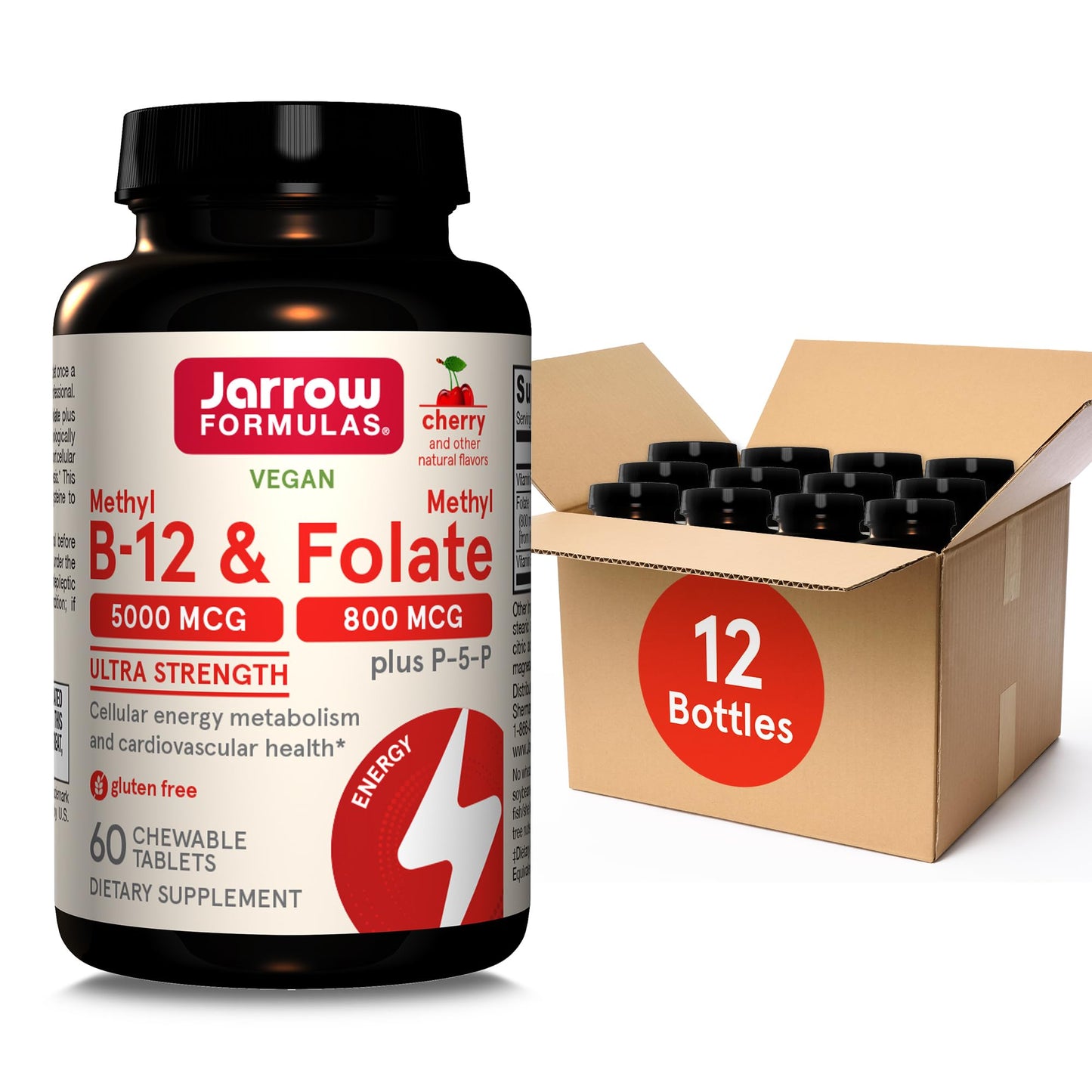 Jarrow Formulas Methyl B-12 tabletas masticables caja