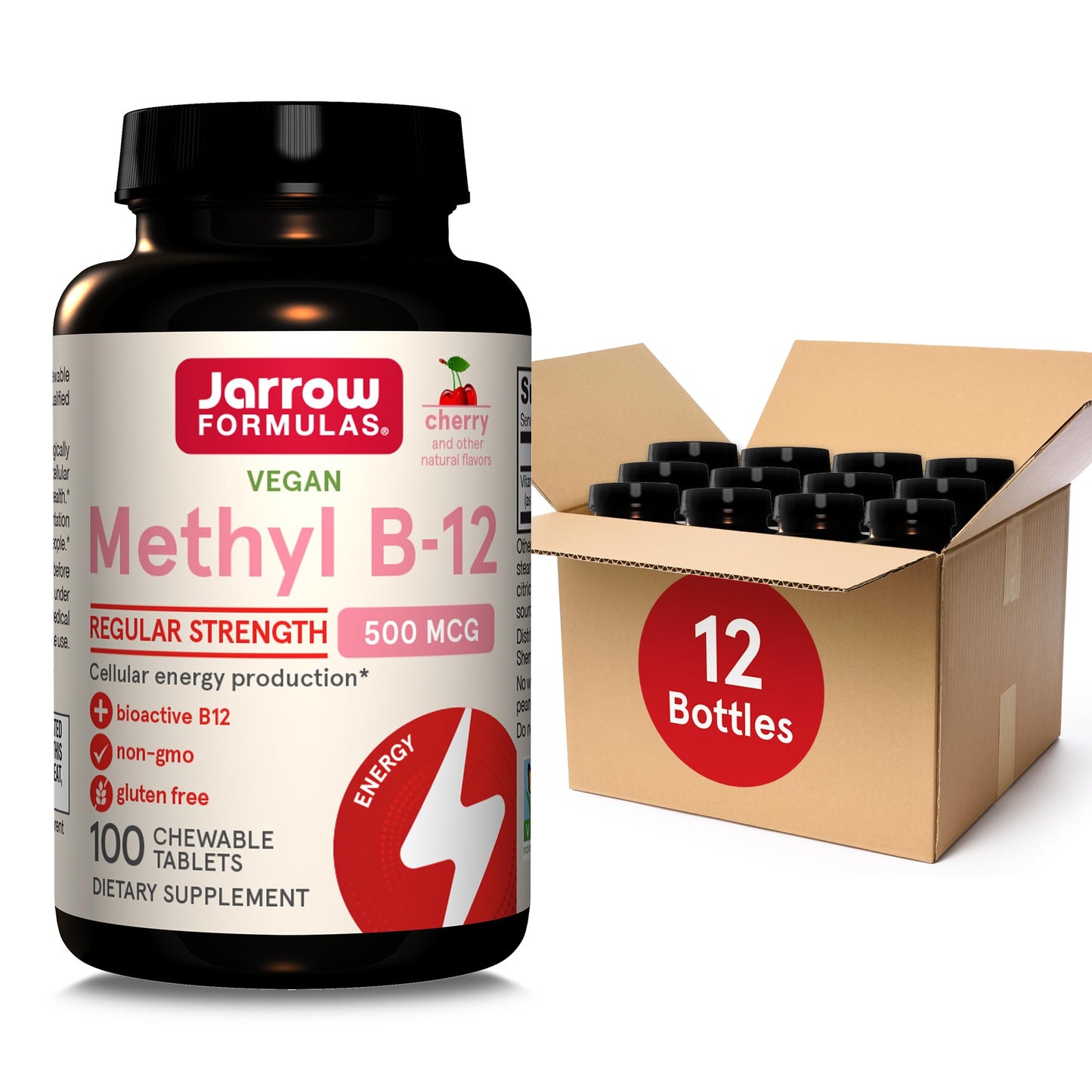 Jarrow Formulas Metil B12 500mcg 100 tabletas masticables sabor cereza