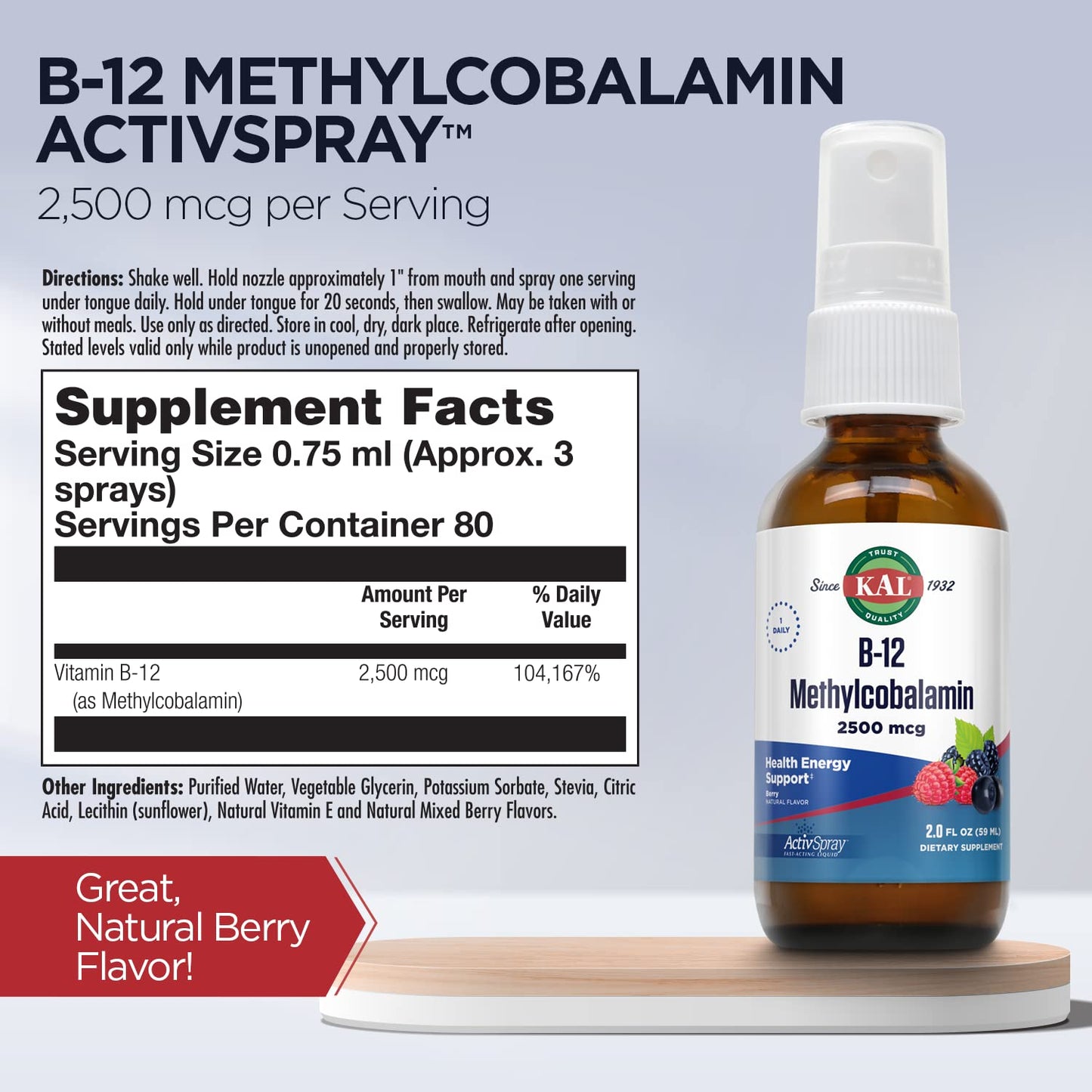 Fórmula rápida de B12 ActivSpray KAL para absorción.