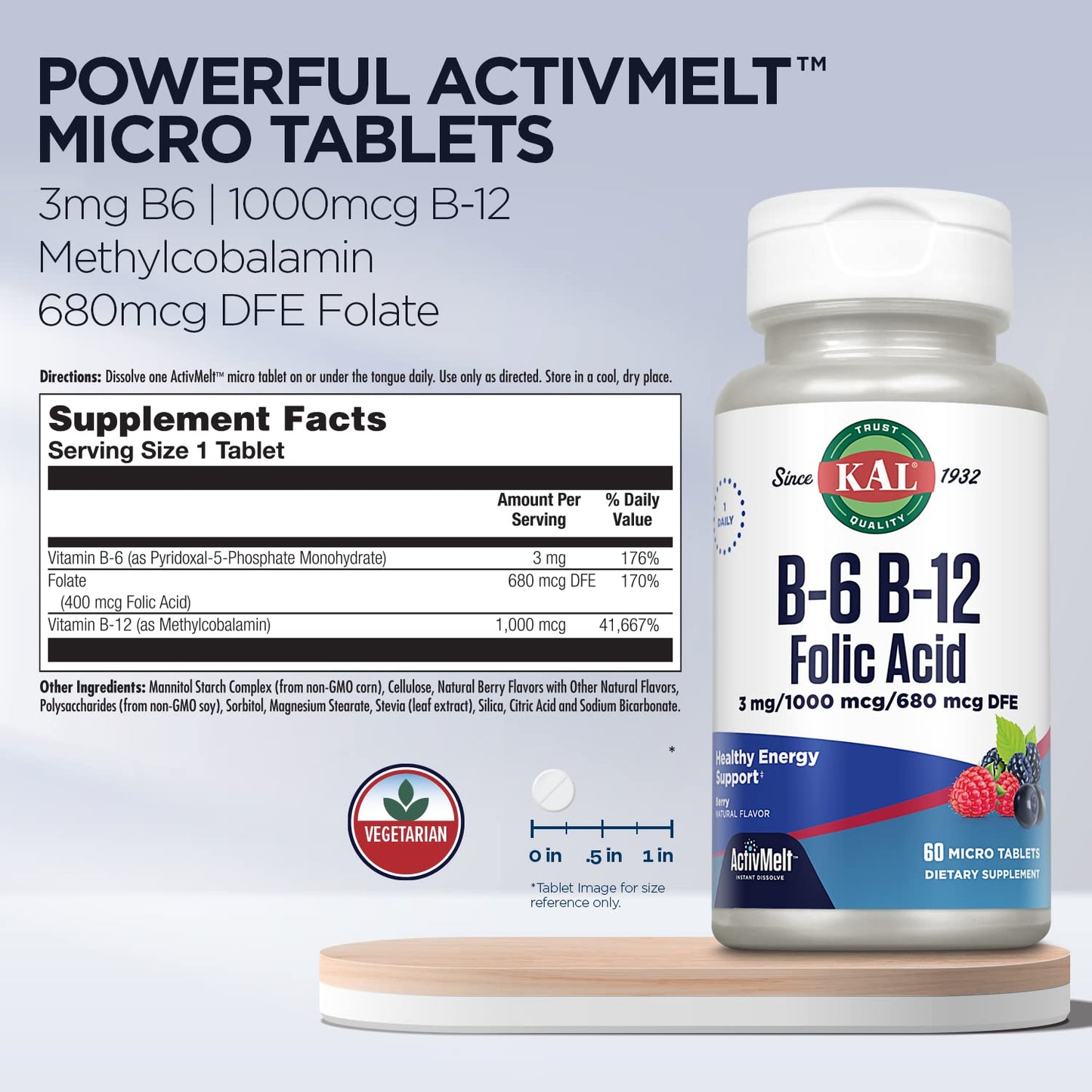KAL suplemento con vitamina B12 metilcobalamina y folato