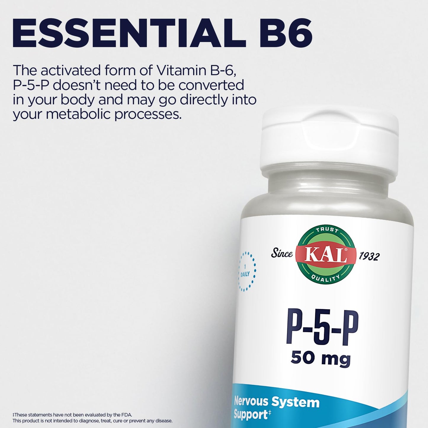 KAL suplemento vitamina B-6 piridoxal 50 mg tabletas