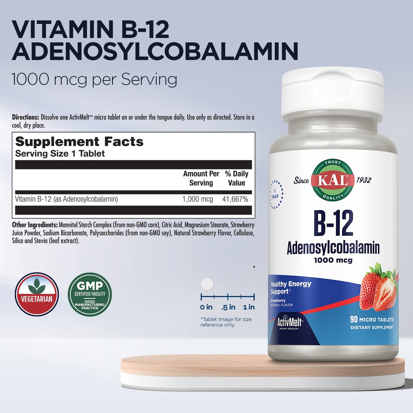 Paquete tabletas b12 kal activmelt 90 unidades