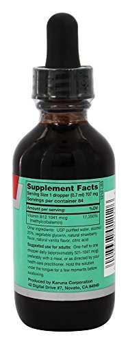 Karuna suplemento Vitamina B-12 líquido sabor natural fresa