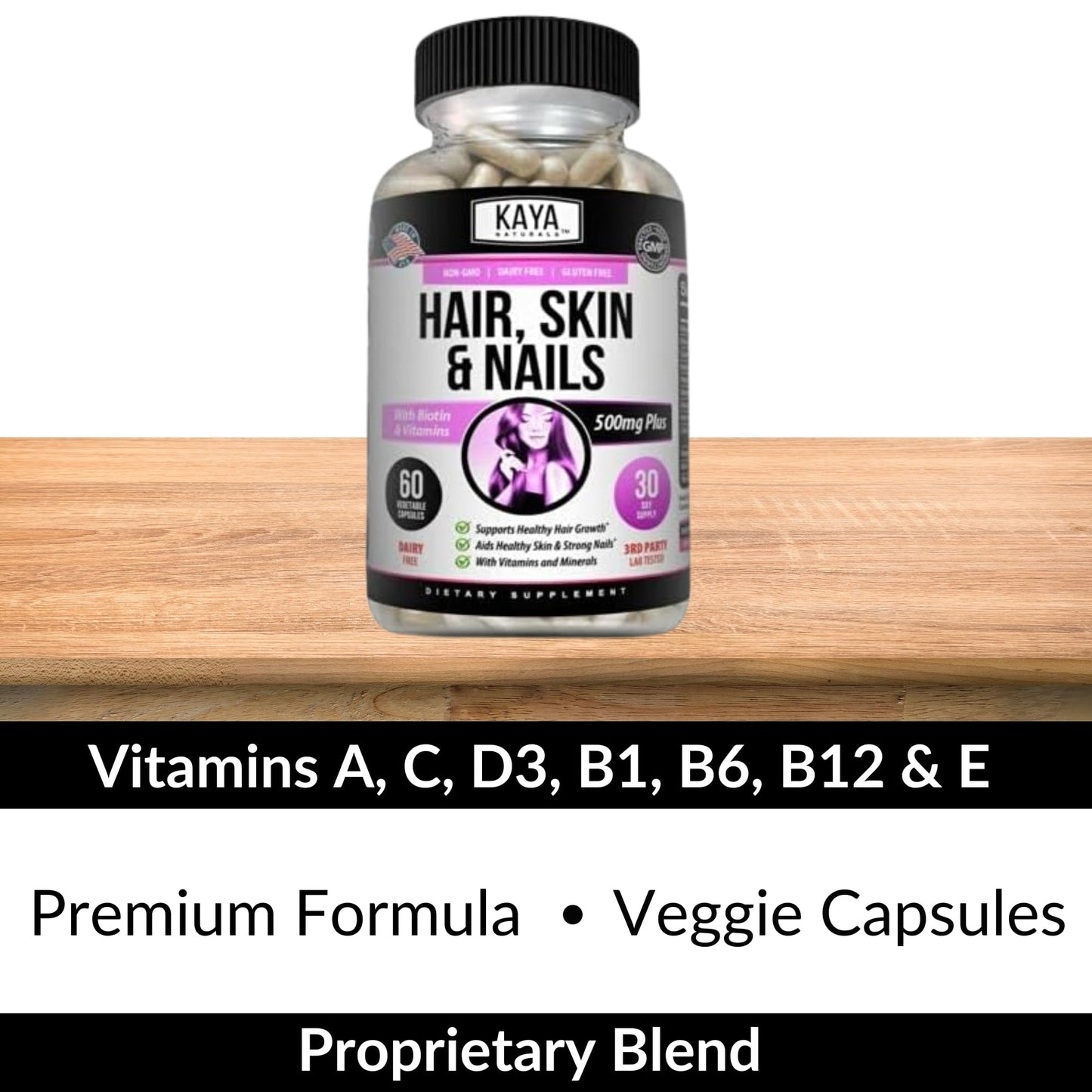 Kaya Naturals vitaminas cápsulas para salud capilar y uñas