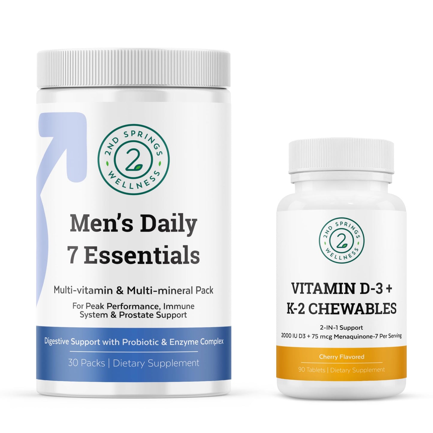 Kit 2nd Springs vitaminas diarias para hombres D3 y K2