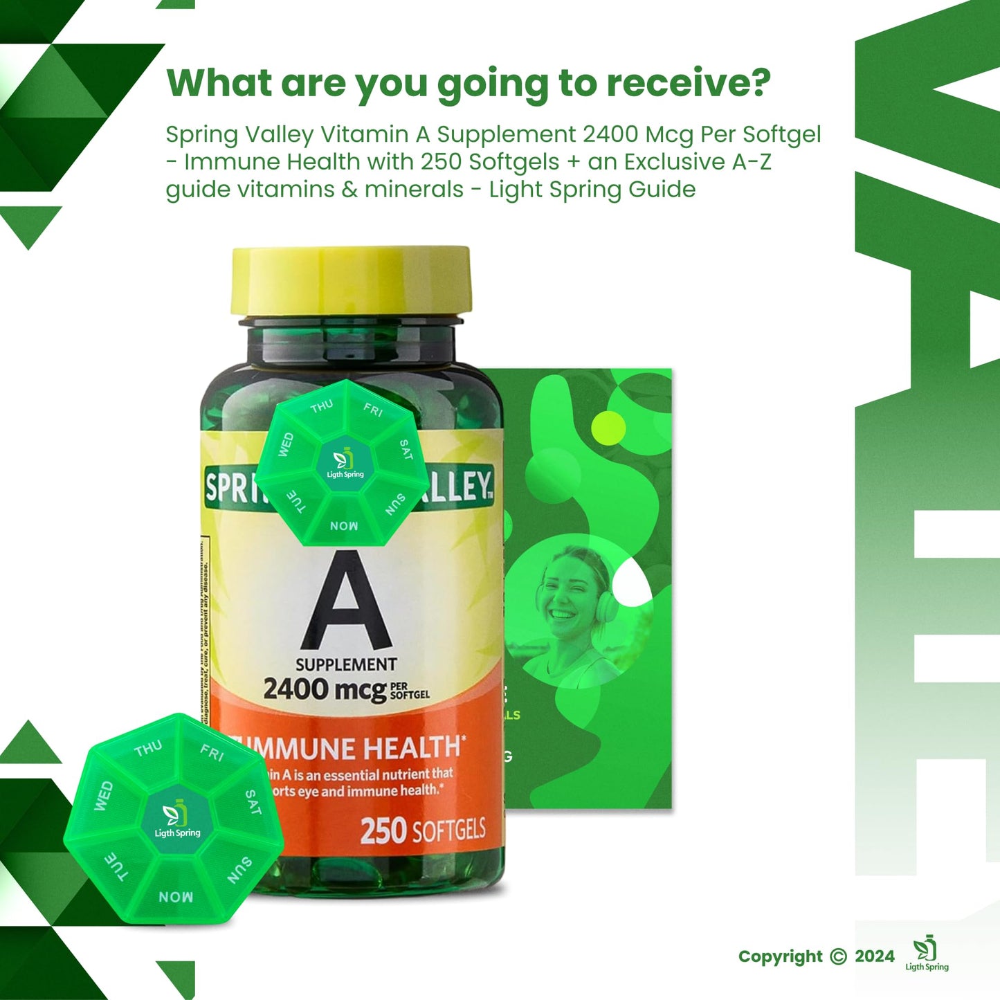 Label frontal suplemento vitamina A LightSpring 250 softgels