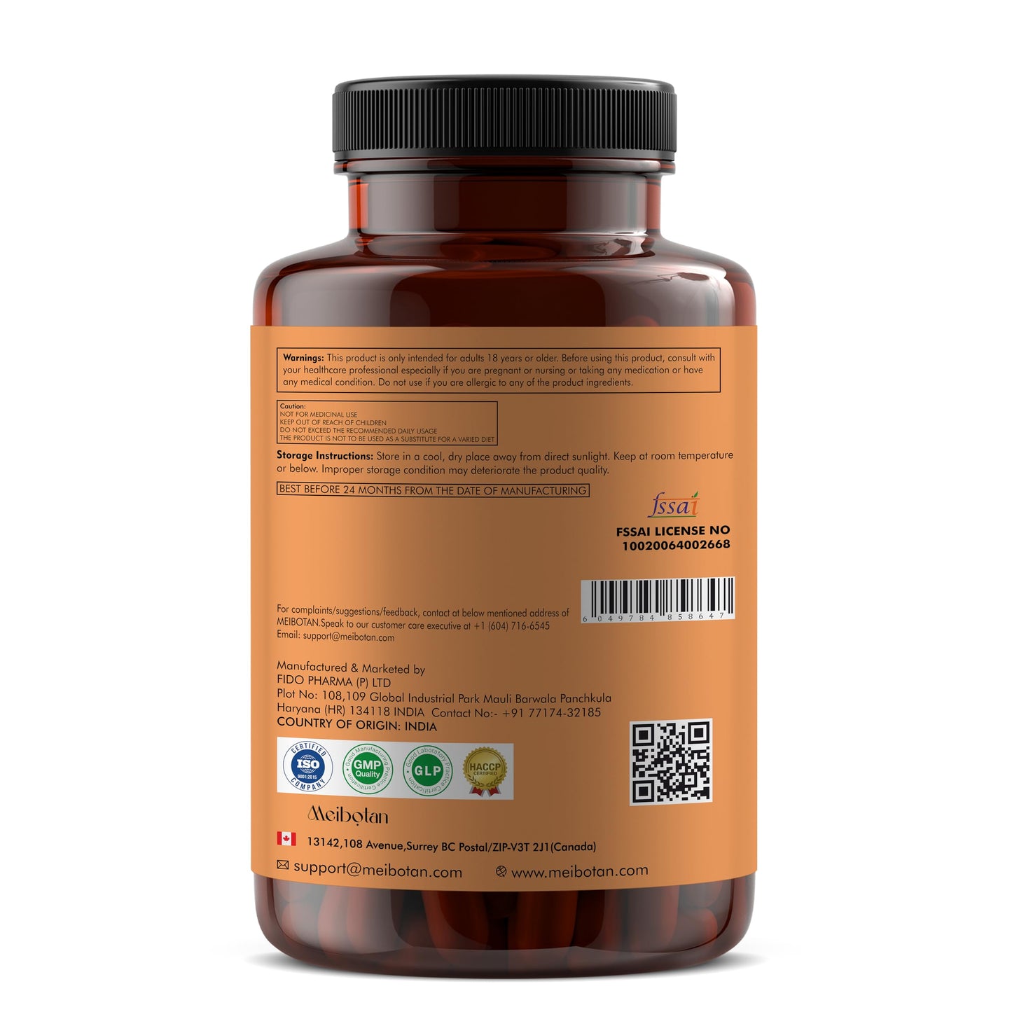 Lactoferrina con vitamina c MEIBOTAN lado paquete