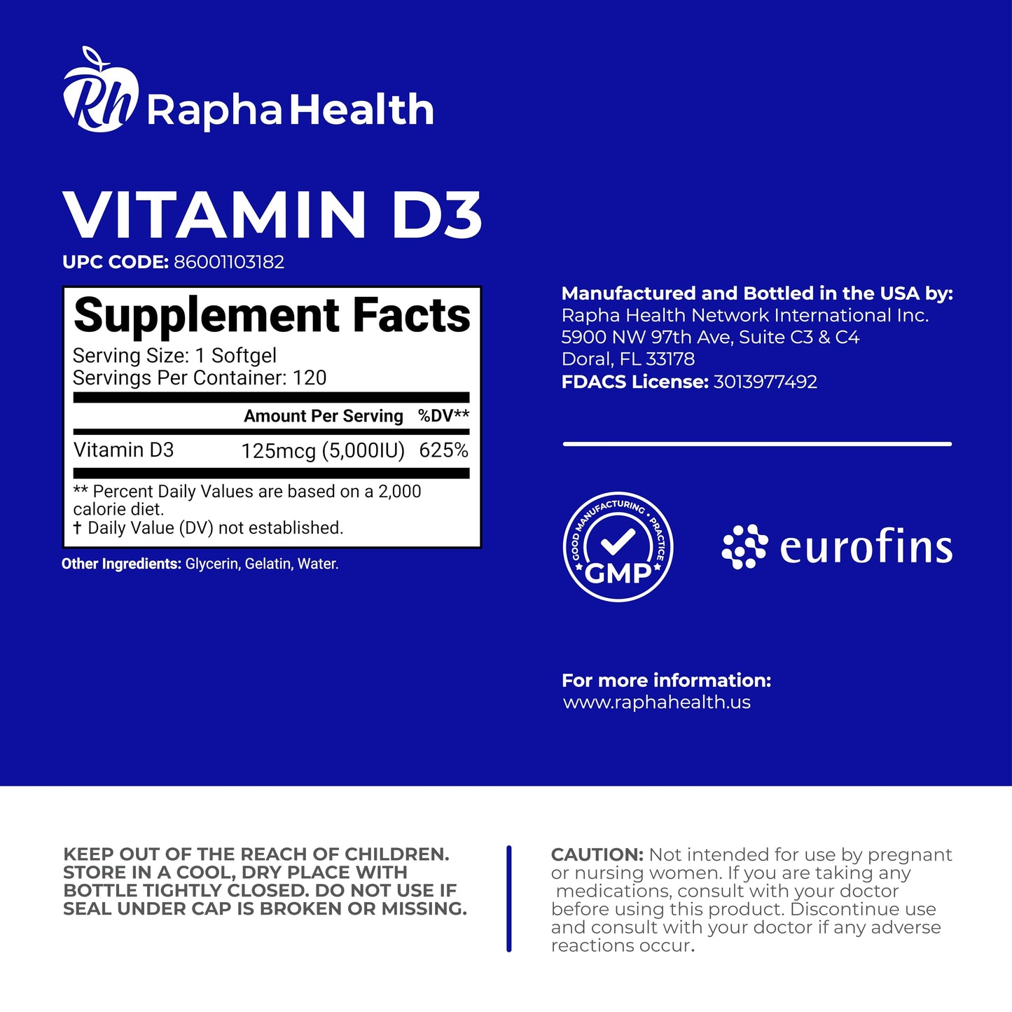 Lado botella suplemento vitamina d3 alta potencia RAPHA