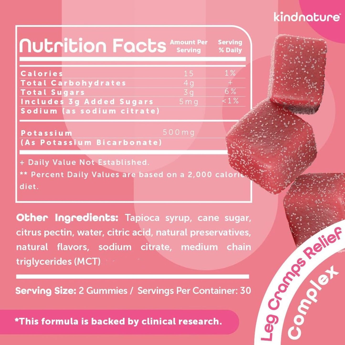 Lado envase gomitas kindnature Myo-Inositol y potasio suplemento