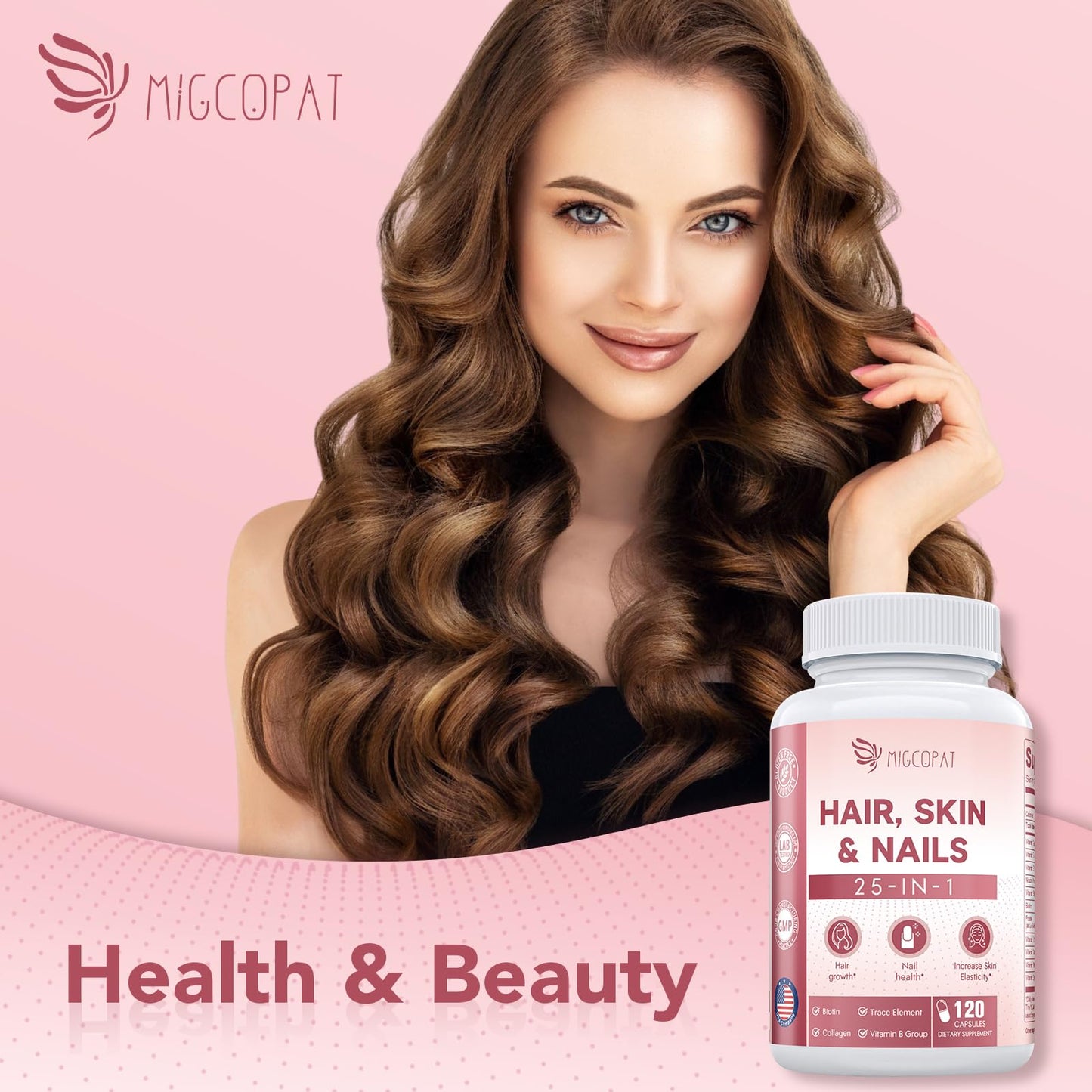 Lado del envase Migcopat suplementos para cabello y cerebro