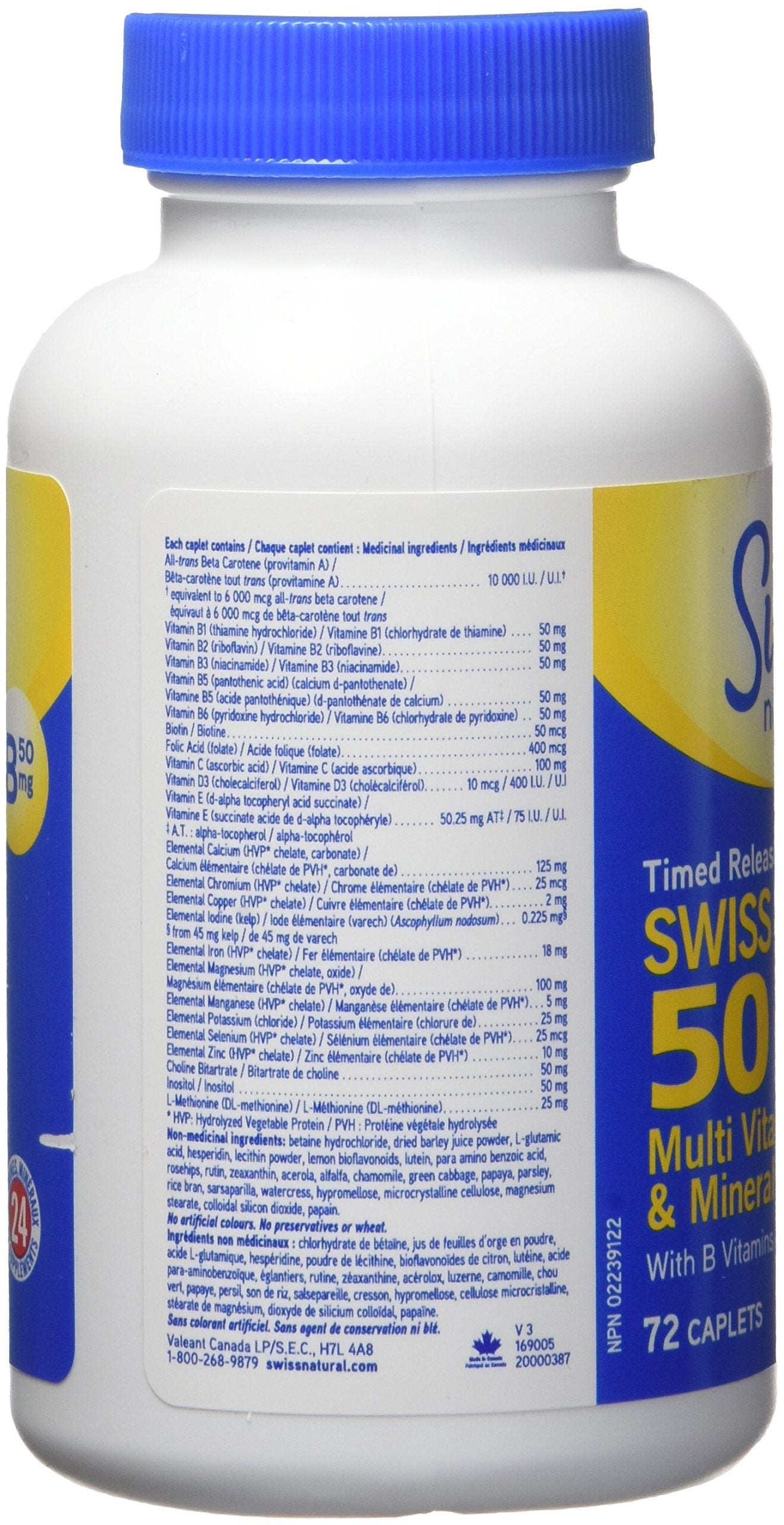 Lado izquierdo Swiss One 50 multivitaminas B