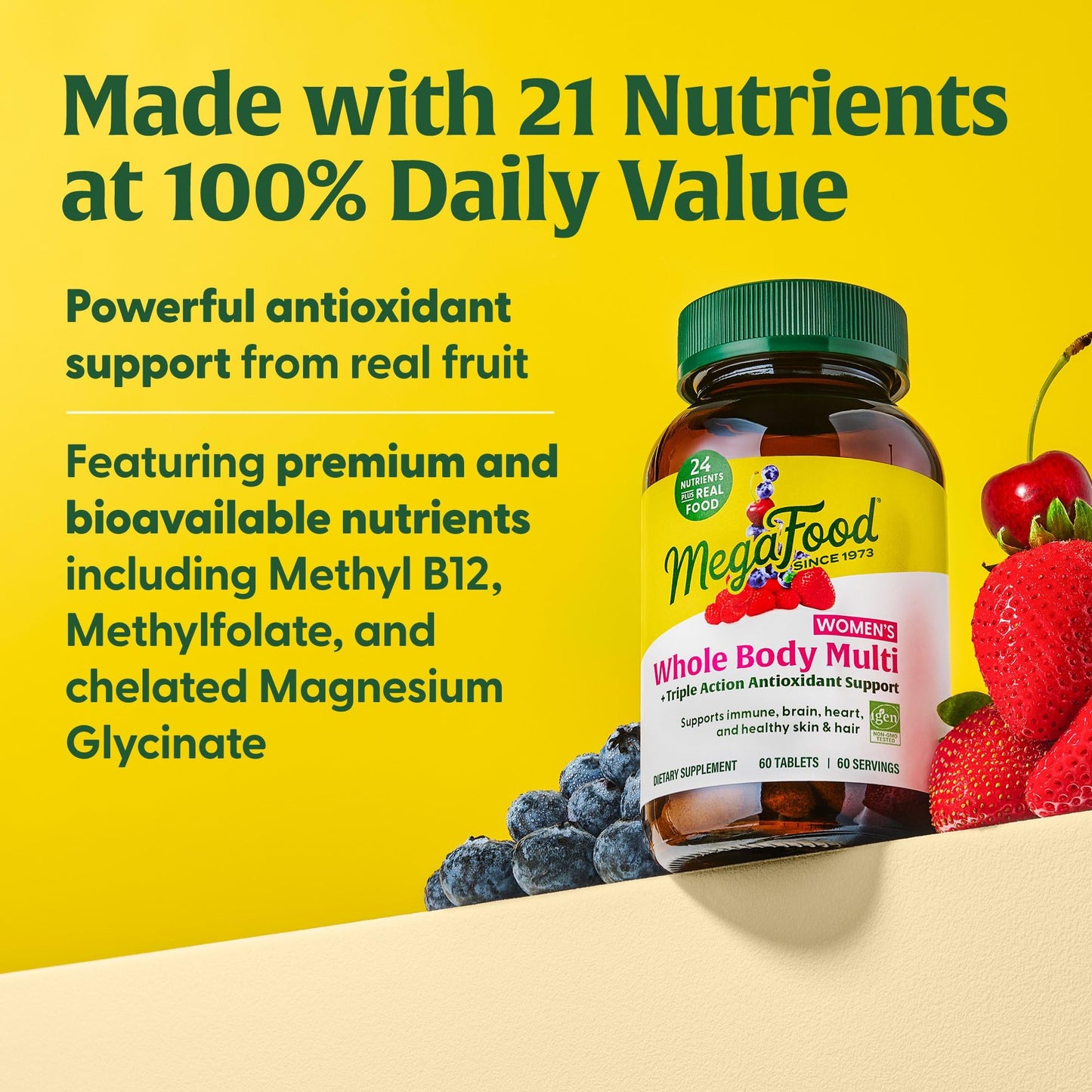 Lado MegaFood multivitaminas mujer con vitaminas B y minerales