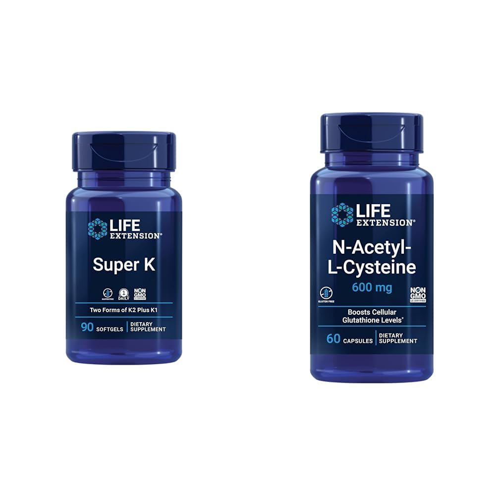 Life Extension Super K vitaminas K1,K2 y NAC suplemento para salud