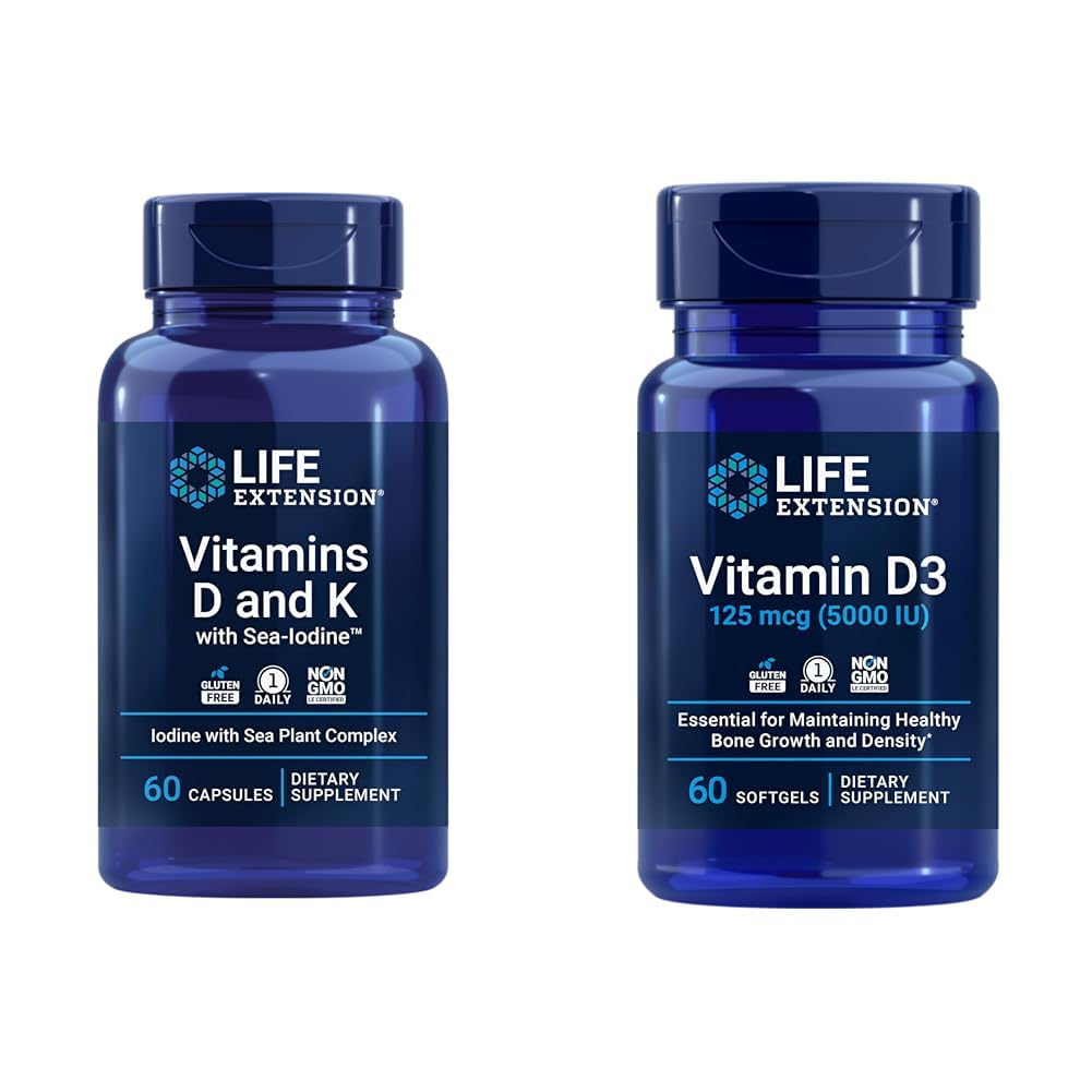 Life Extension vitaminas D3 K1 K2 y yodo suplemento