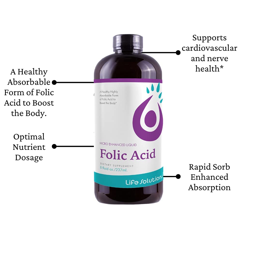 Life Solutions folato líquido vitamina b9 saludable corazón