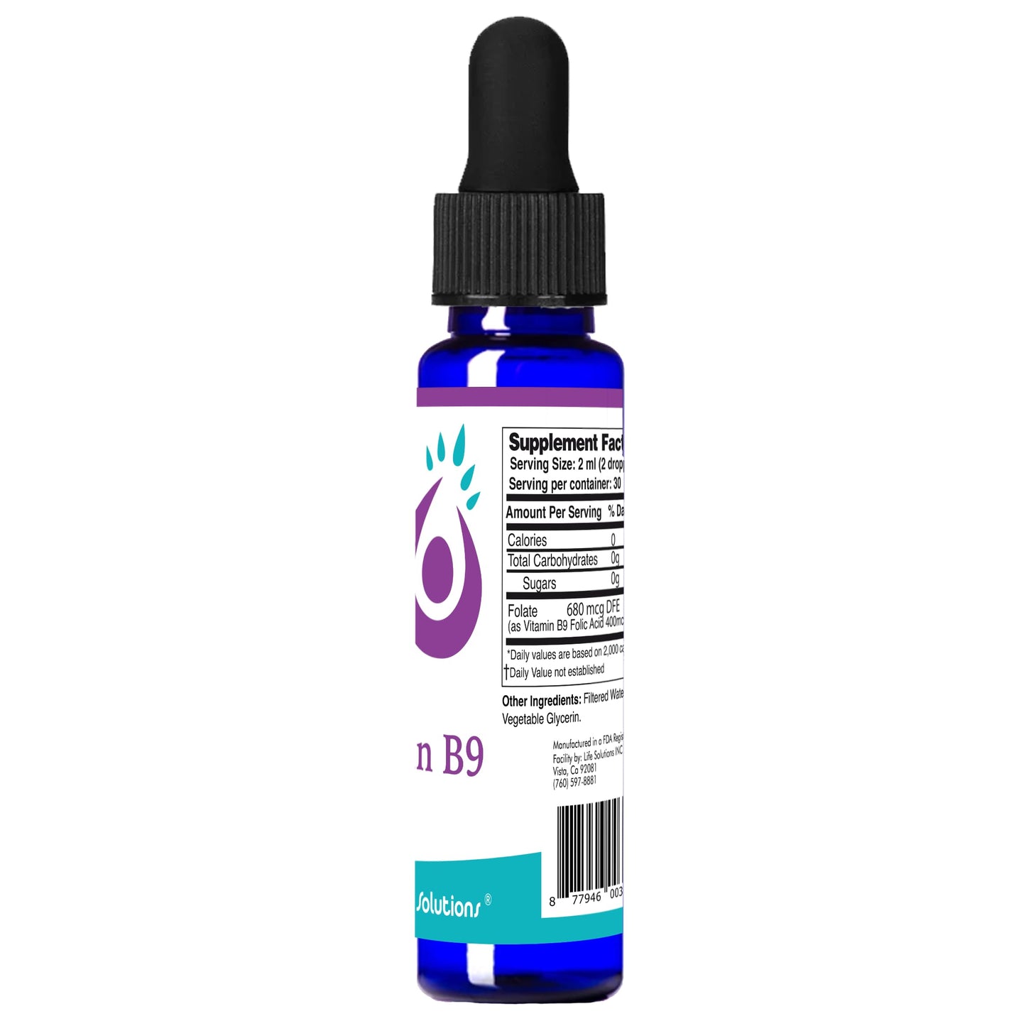 Life solutions gotero para vitamina b9 suplemento 2 oz