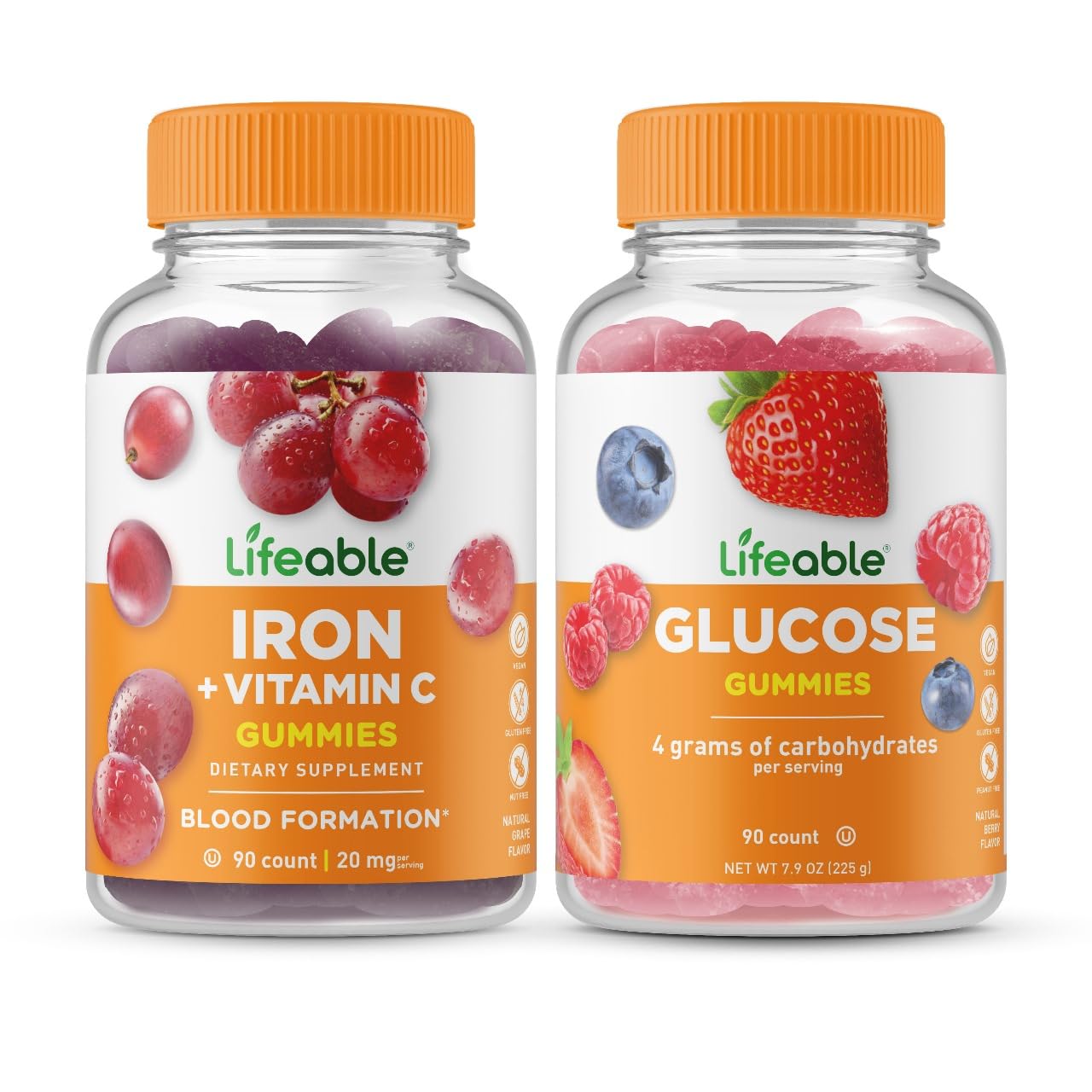 Lifeable gomitas de hierro con vitamina c y glucosa frasco