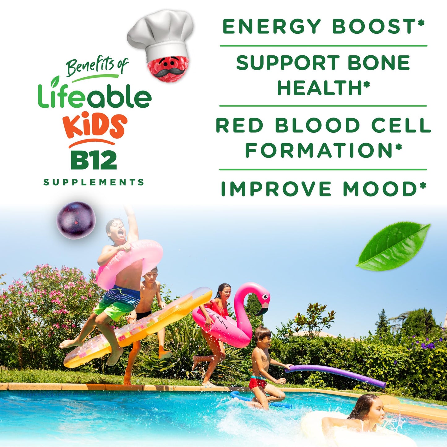 Lifeable gomitas vitamina b12 buen sabor frambuesa veganas