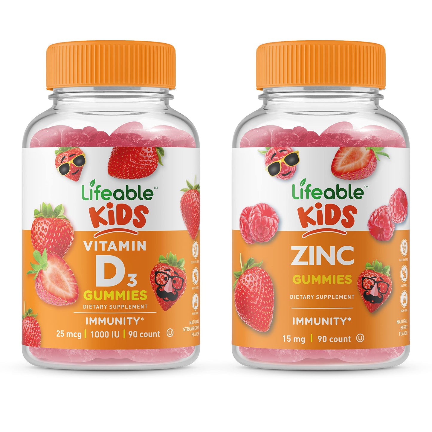 Lifeable gomitas vitamina d para niños y zinc suplemento masticable