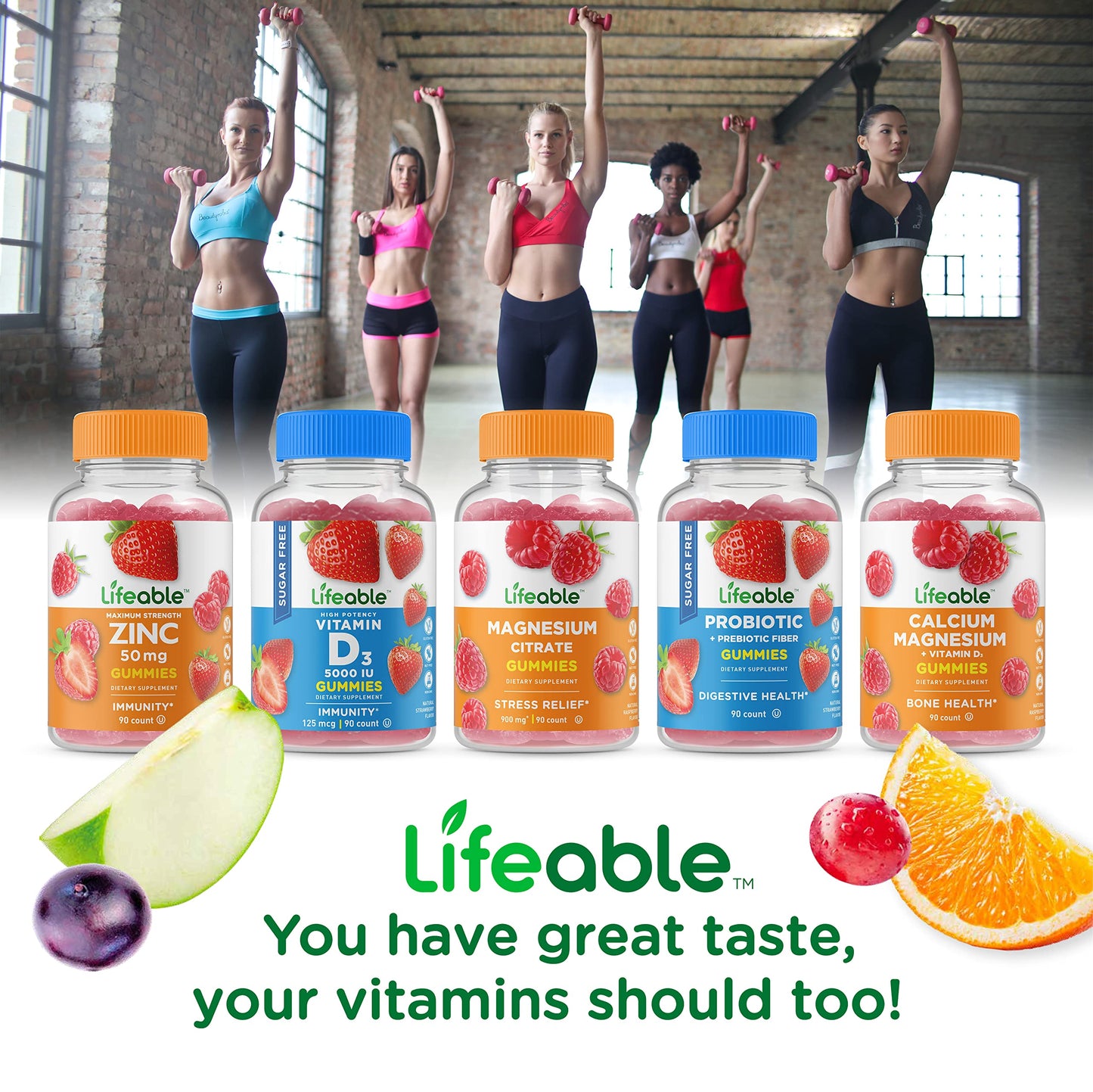 Lifeable multivitaminas mujer sin azúcar gomitas saludables sabor