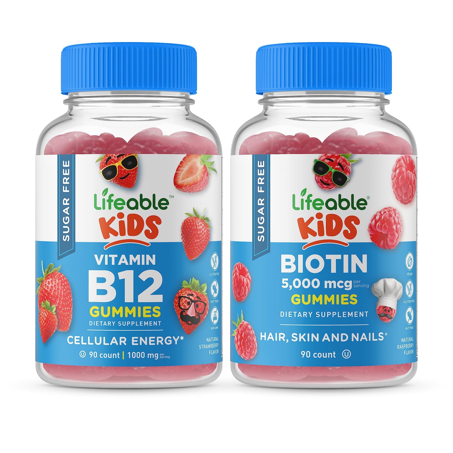 Botella de gomitas Lifeable vitamina B12 y fibra prebiótica para niños