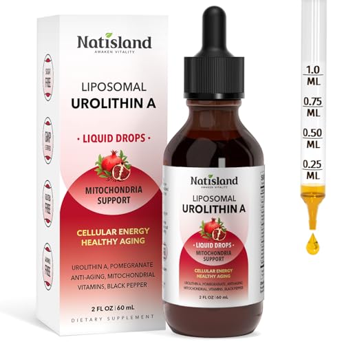 Frasco de gotas líquidas liposomales de Urolitina A NATISLAND