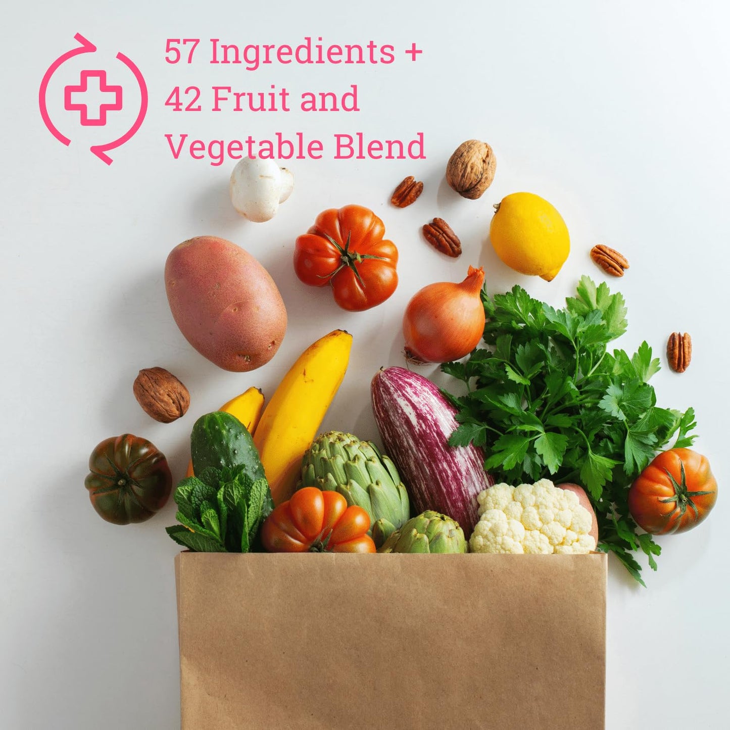 Lista de ingredientes y mezcla de frutas