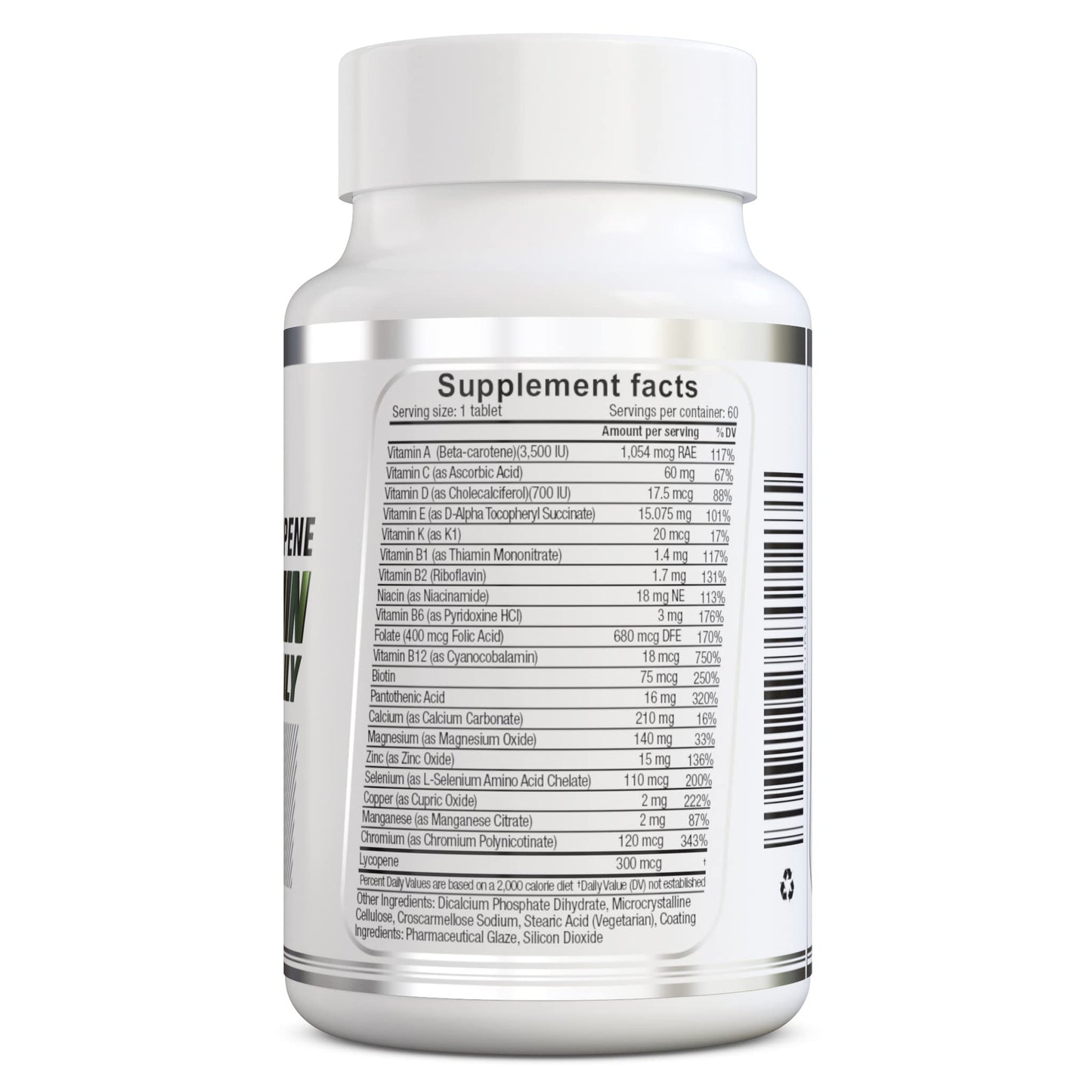 Lista de ingredientes del multivitamínico Herbolab detallada