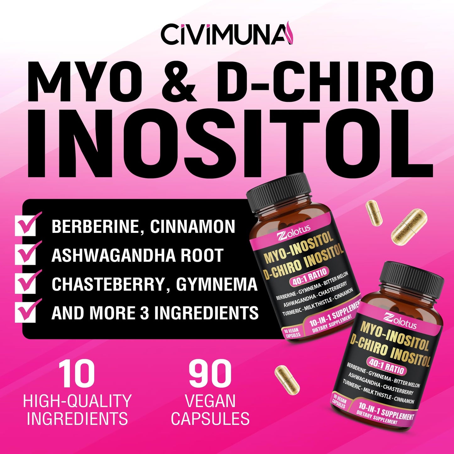 Lista ingredientes Zolotus Mio-Inositol y extractos