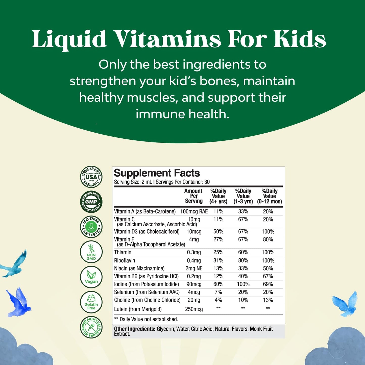 Lista de vitaminas y minerales para niños