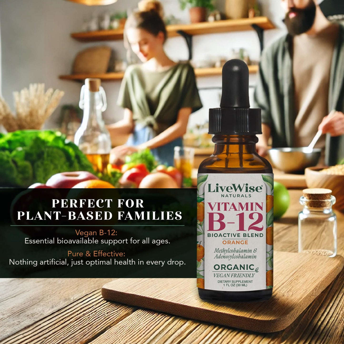 LiveWise Naturals vitamina b12 con alcohol de uva orgánico