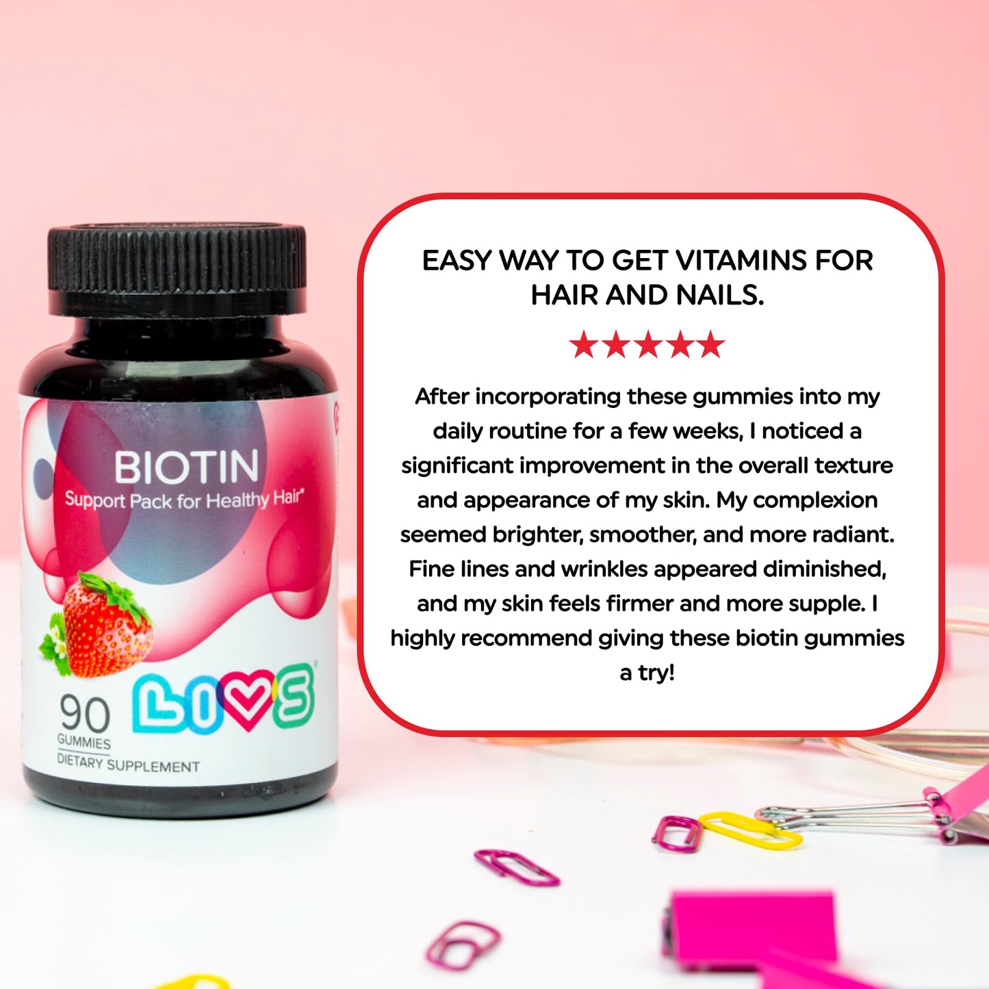 LIVS suplemento biotina para piel y uñas saludables