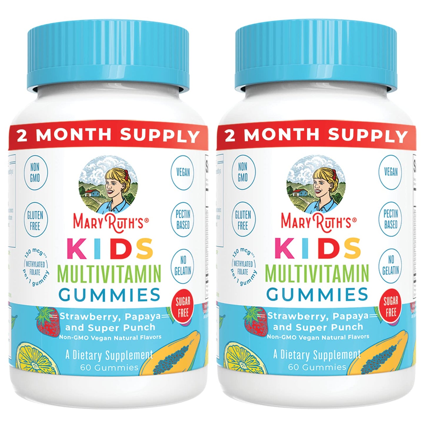 MaryRuth Organics gomitas multivitamínicas para niños sin azúcar paquete frontal