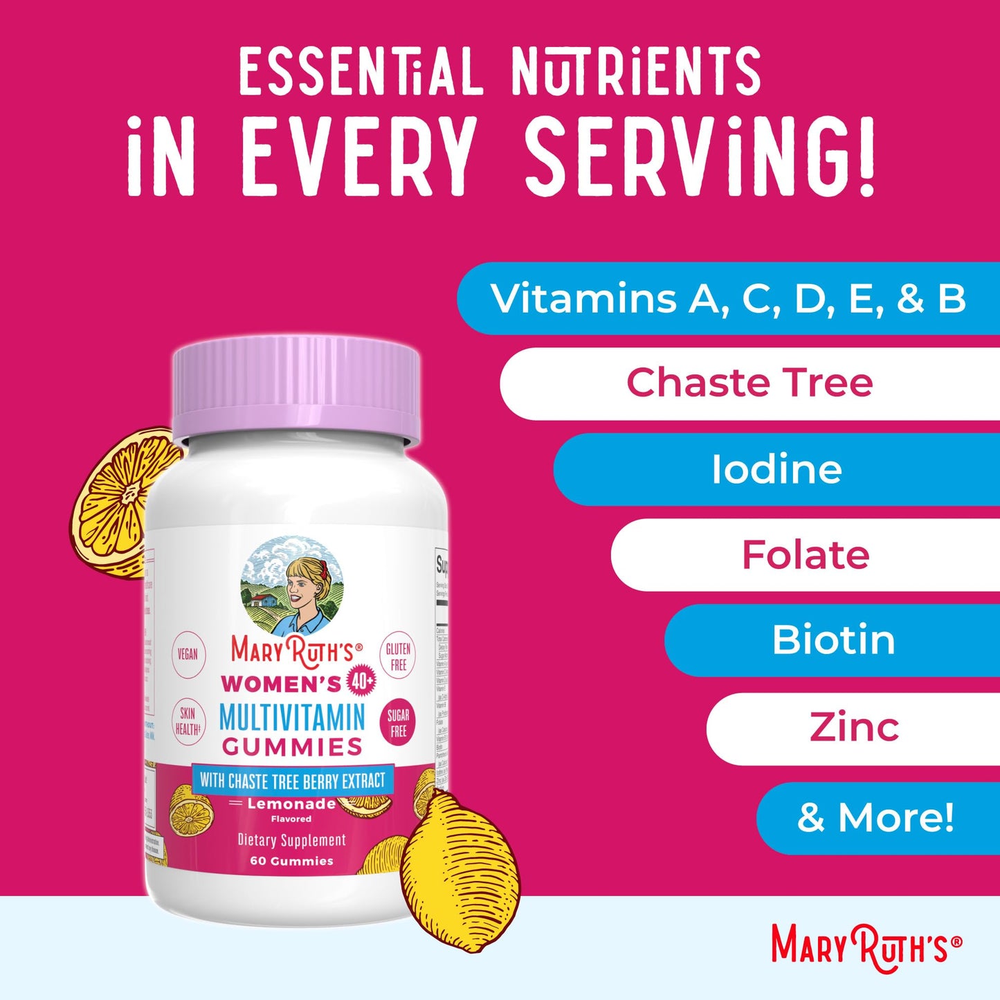 Nutrientes esenciales gomitas multivitamines MaryRuth
