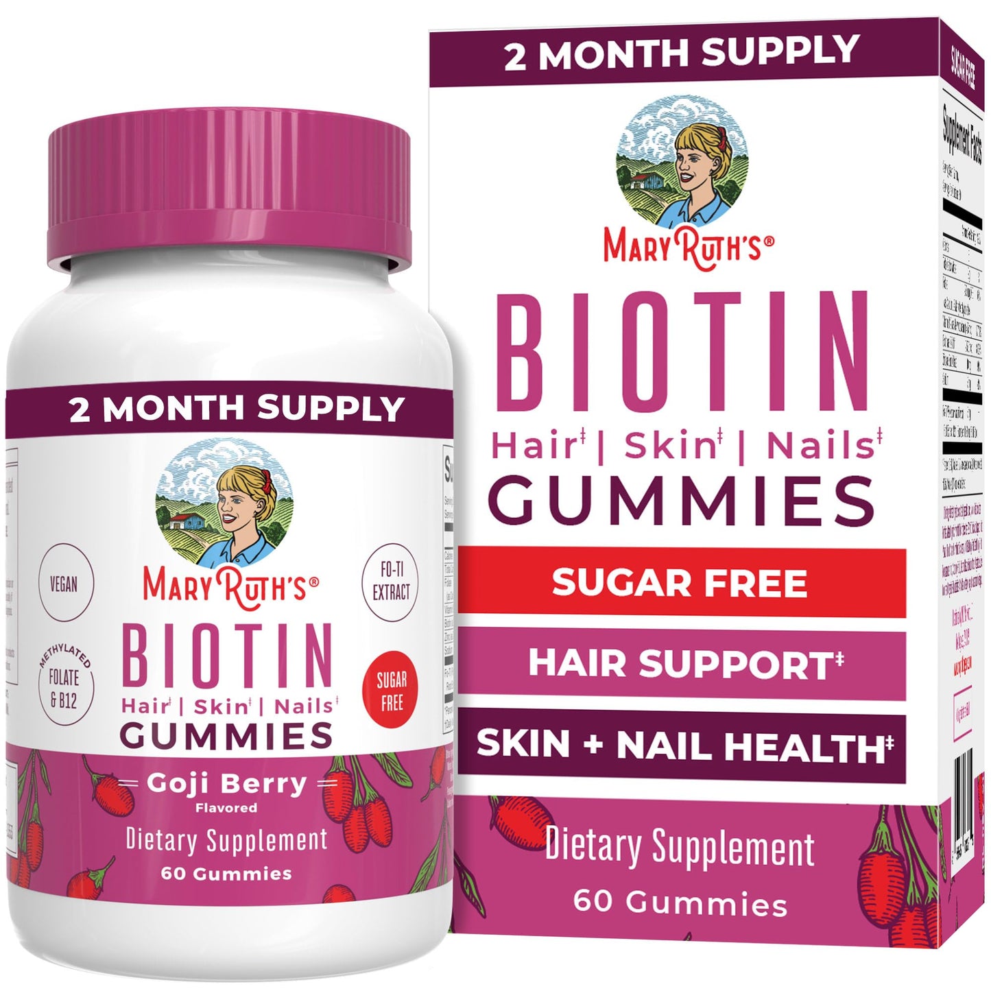 MaryRuth's gomitas de biotina 2500 mcg para cabello y uñas sin azúcar