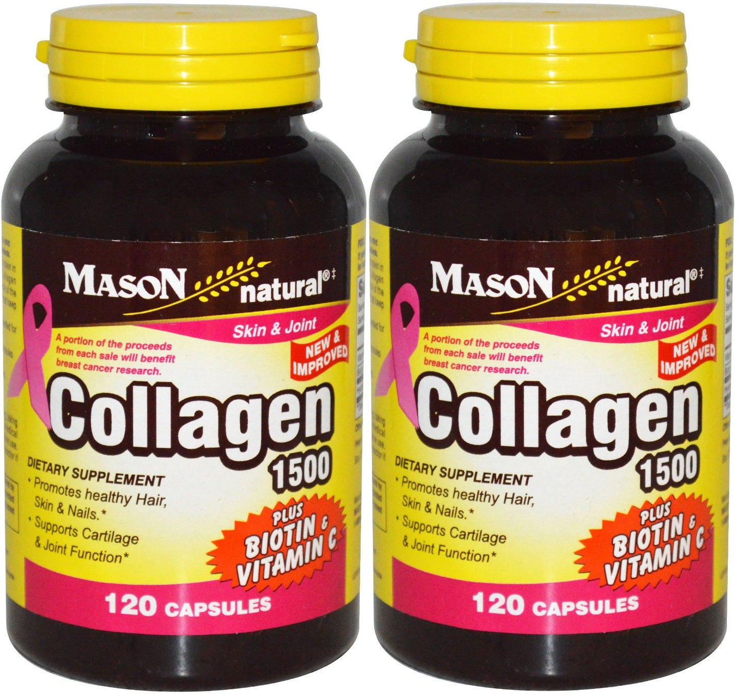 Frasco de Mason Natural colágeno con vitamina C 120 cápsulas