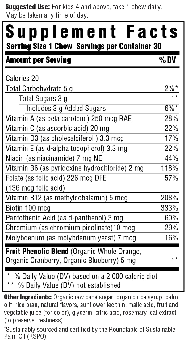 Masticables multivitamínicos MegaFood para niños sabor uva