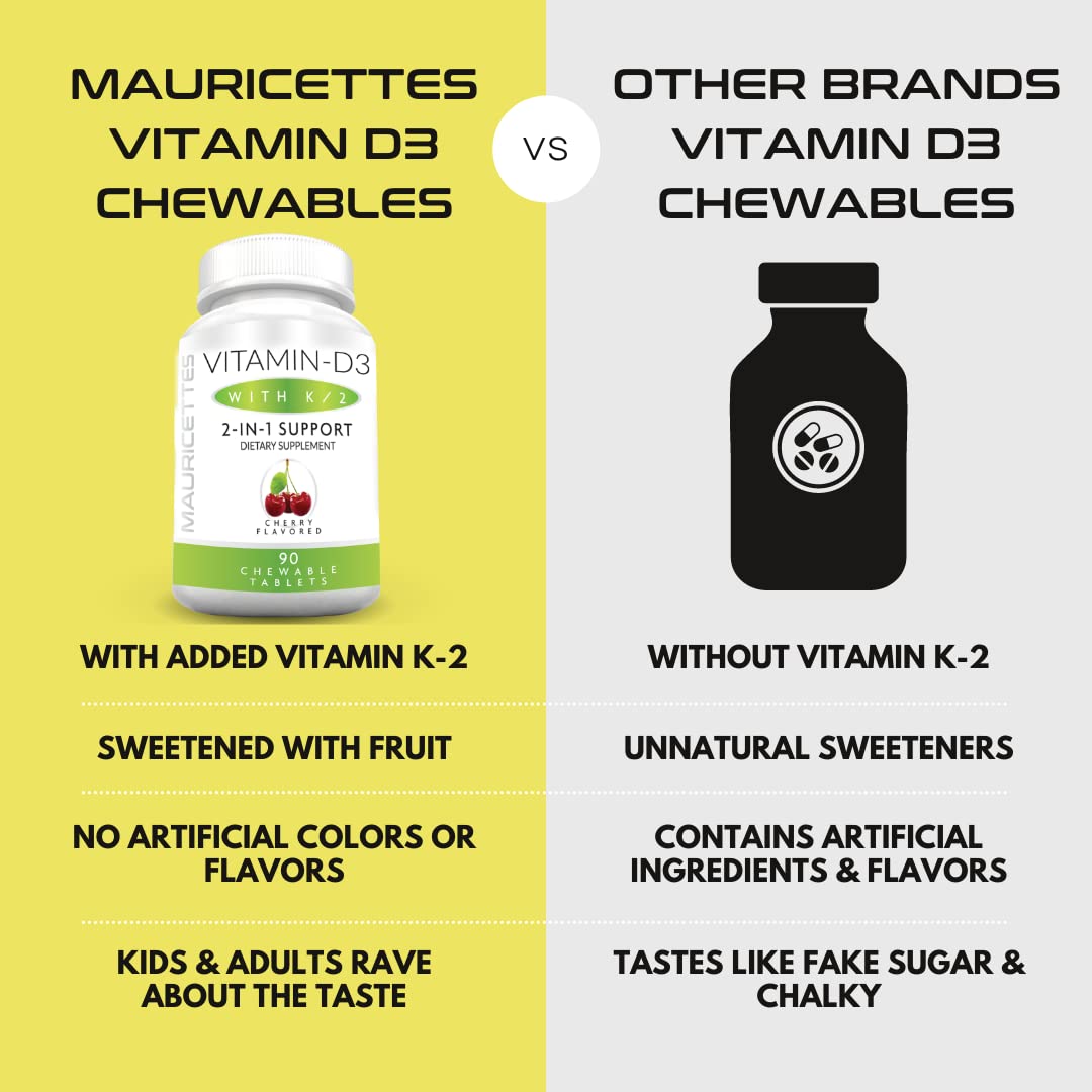 Mauricettes vitaminas D3 K2 y melatonina para niños y adultos