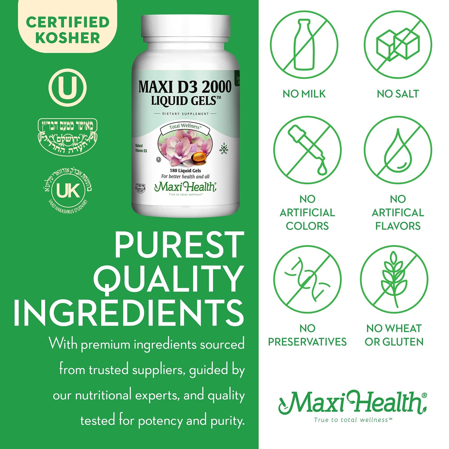 Maxi Health cápsulas vitamina D3 para huesos y dientes