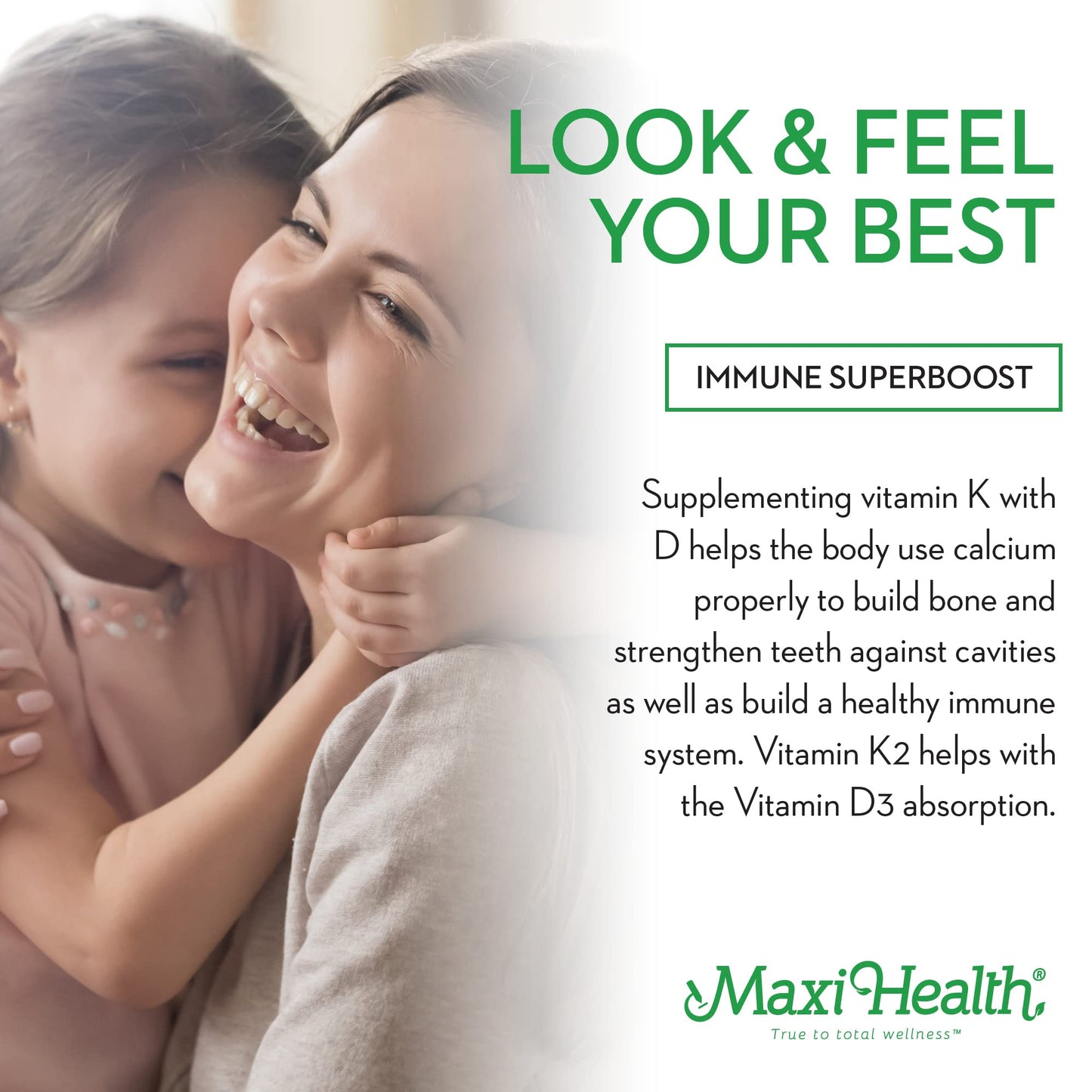 Maxi Health suplementación vitamina D3 K2 saludable